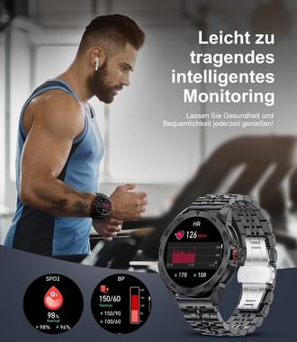 Lige Herren's 400 mAh Telefonfunktion Wasserdicht Smartwatch (1,43 Zoll, Android/iOS), mit 100+ Sportmodi Aktivitätstracker,Herzfrequenz-/SpO2-Überwachung