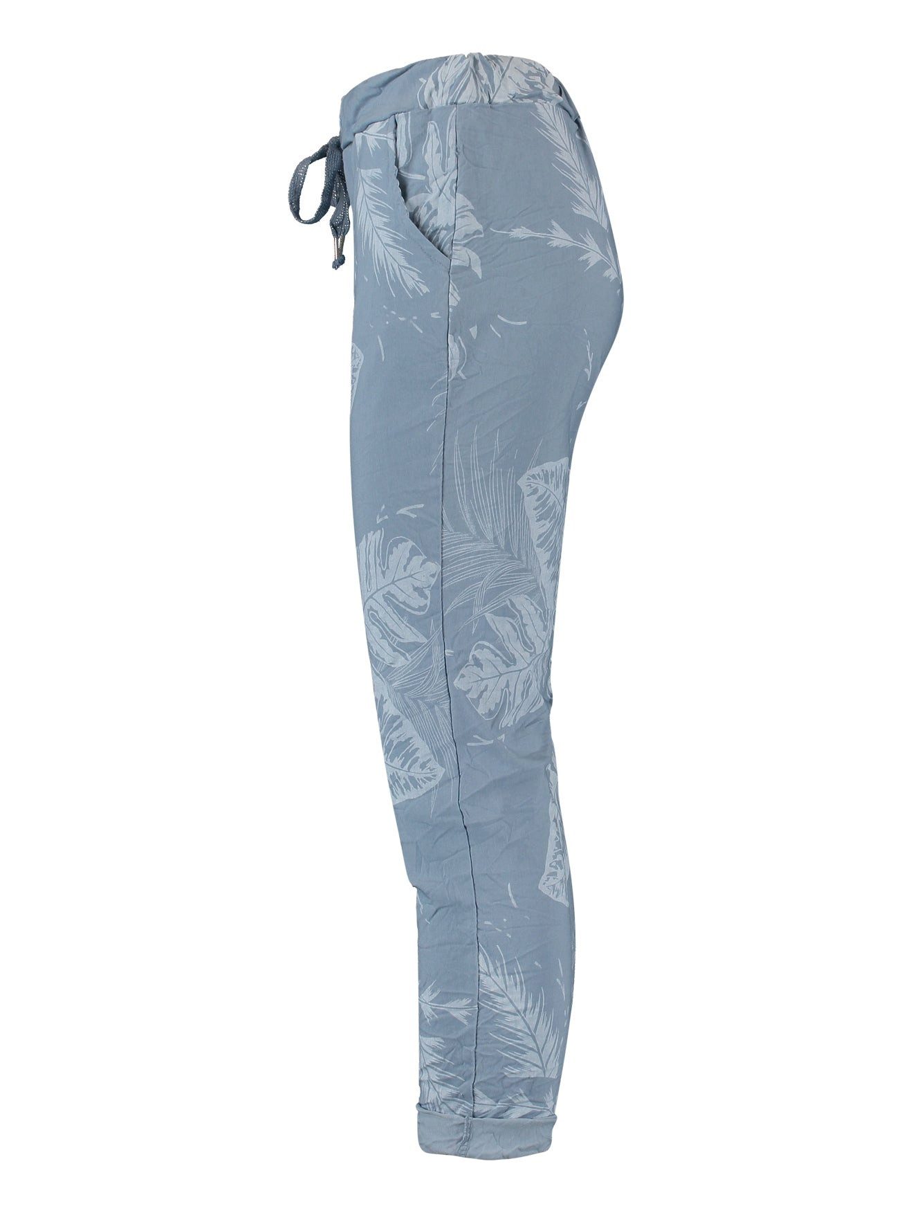 LaMarta Homewearpants Blaue Hose mit Blätterdesign günstig online kaufen
