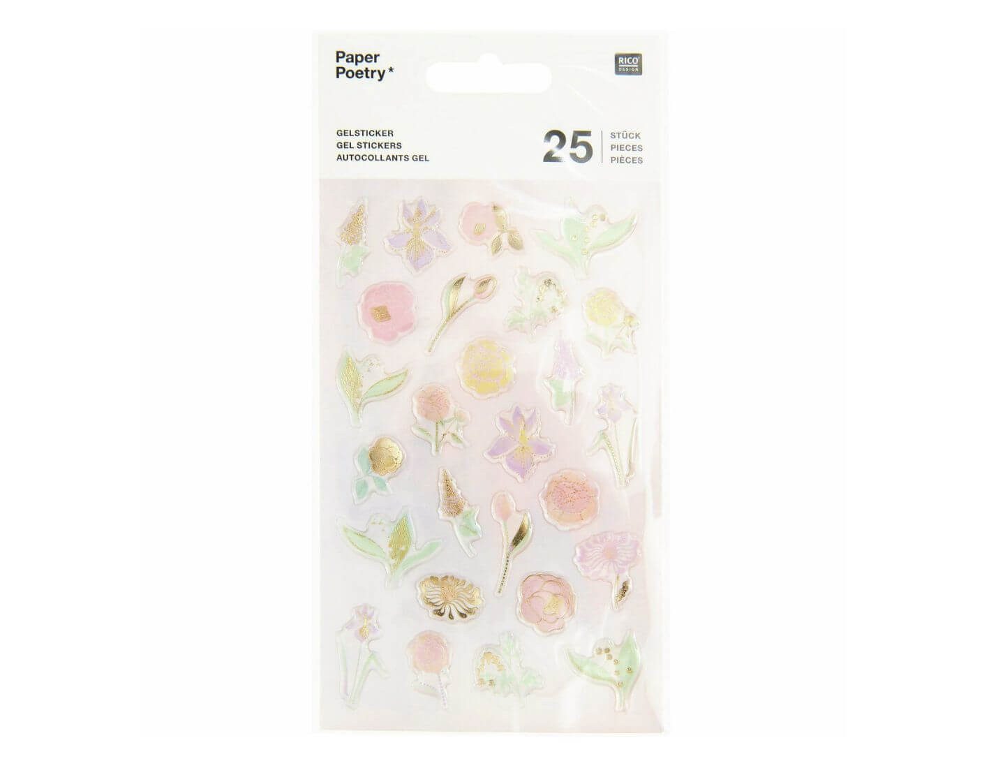 Rico Design Sticker Paper Poetry Gelsticker Blumen Pastell