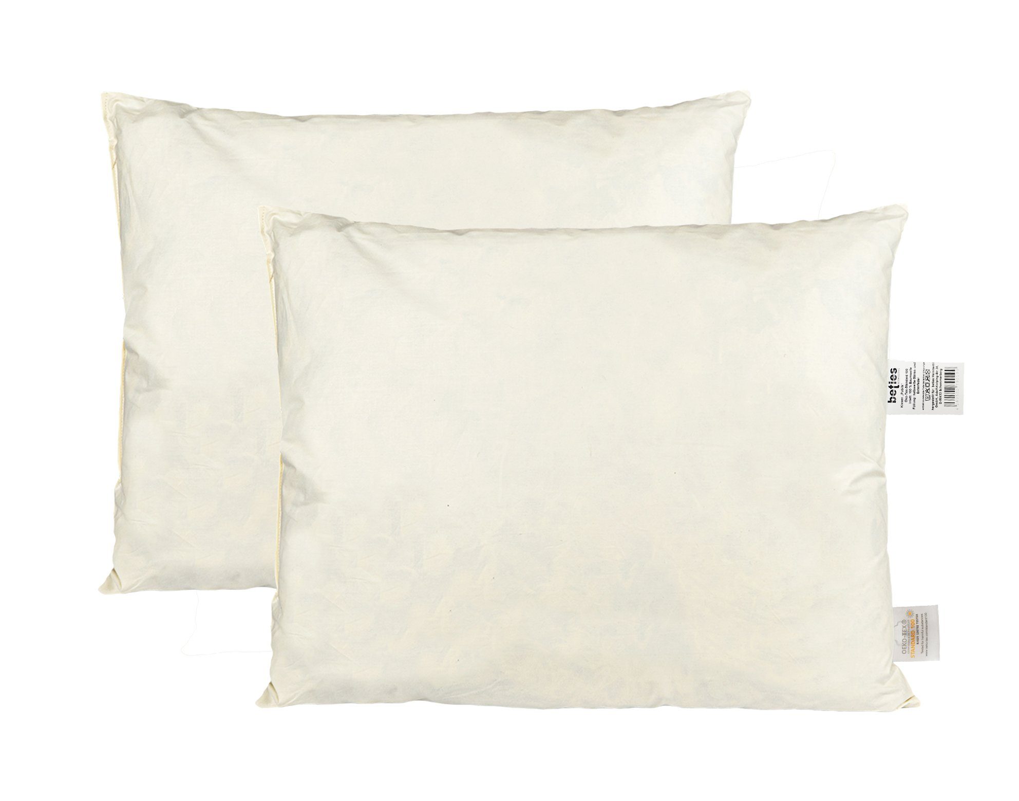 beties Federkissen Publik 2er Set, Füllung: 100% Federn, Bezug: Baumwolle, Seitenschläfer, Rückenschläfer, Bauchschläfer, Set, 2 Stück, Подушкиfüllung ca. 40x50 cm waschbar kein Lebendrupf