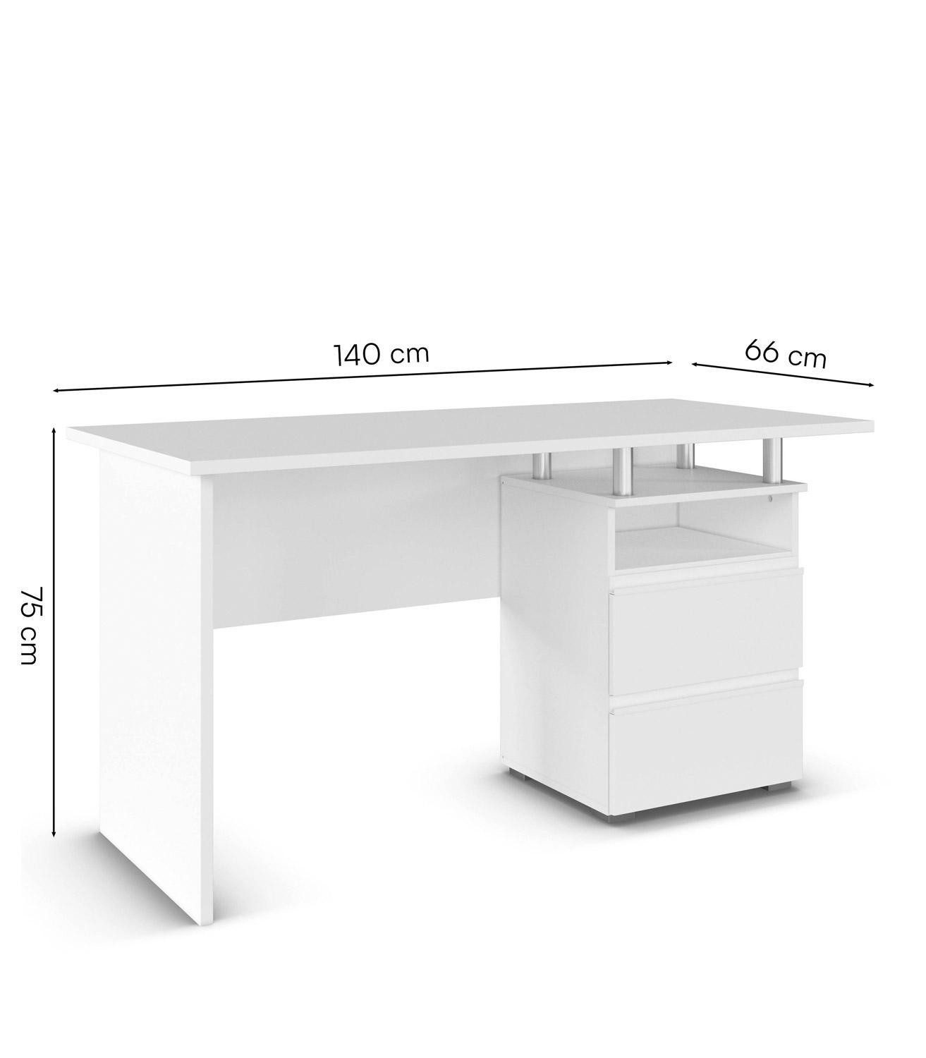 rauch Schreibtisch JOEL, Alpinweiß, 2 Schubladen, 1 Ablagefach, Made in Germany, B 140 x H 75 x T 66 cm
