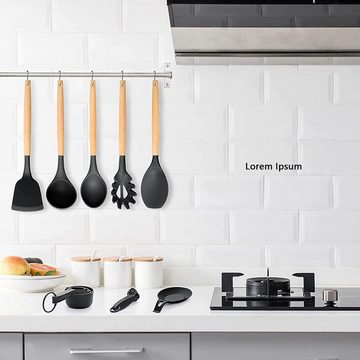 iceagle Kochbesteck-Set 34-teiliges Küchengeschirrset aus Silikon, hitzebeständig und rostfrei
