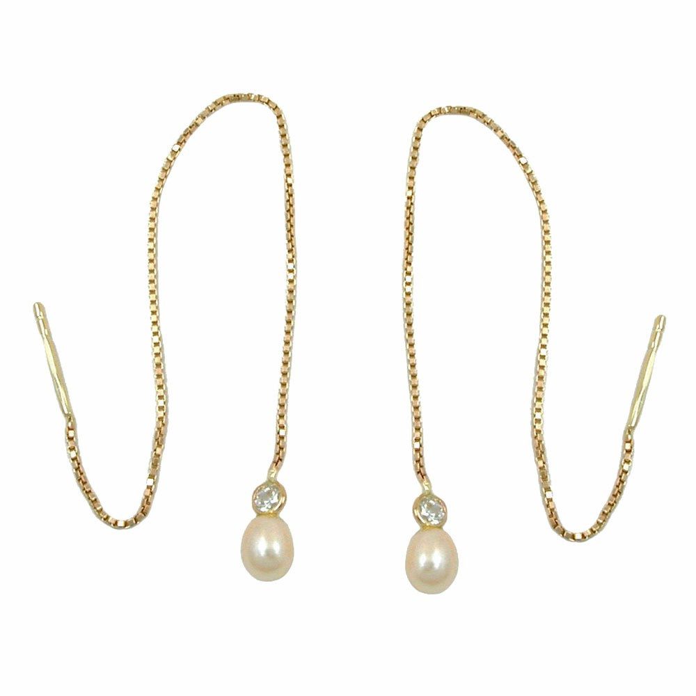 Schmuck Krone Paar Ohrhänger Durchzieher, 93mm Kettchen, 9Kt GOLD, Gold 375