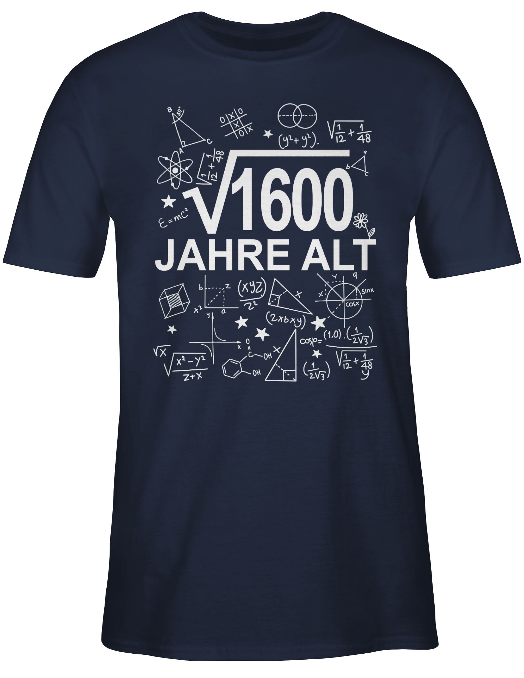 Blau alt 1600) (Wurzel T-Shirt weiß Vierzig Jahre Navy 2 40. Geburtstag Shirtracer