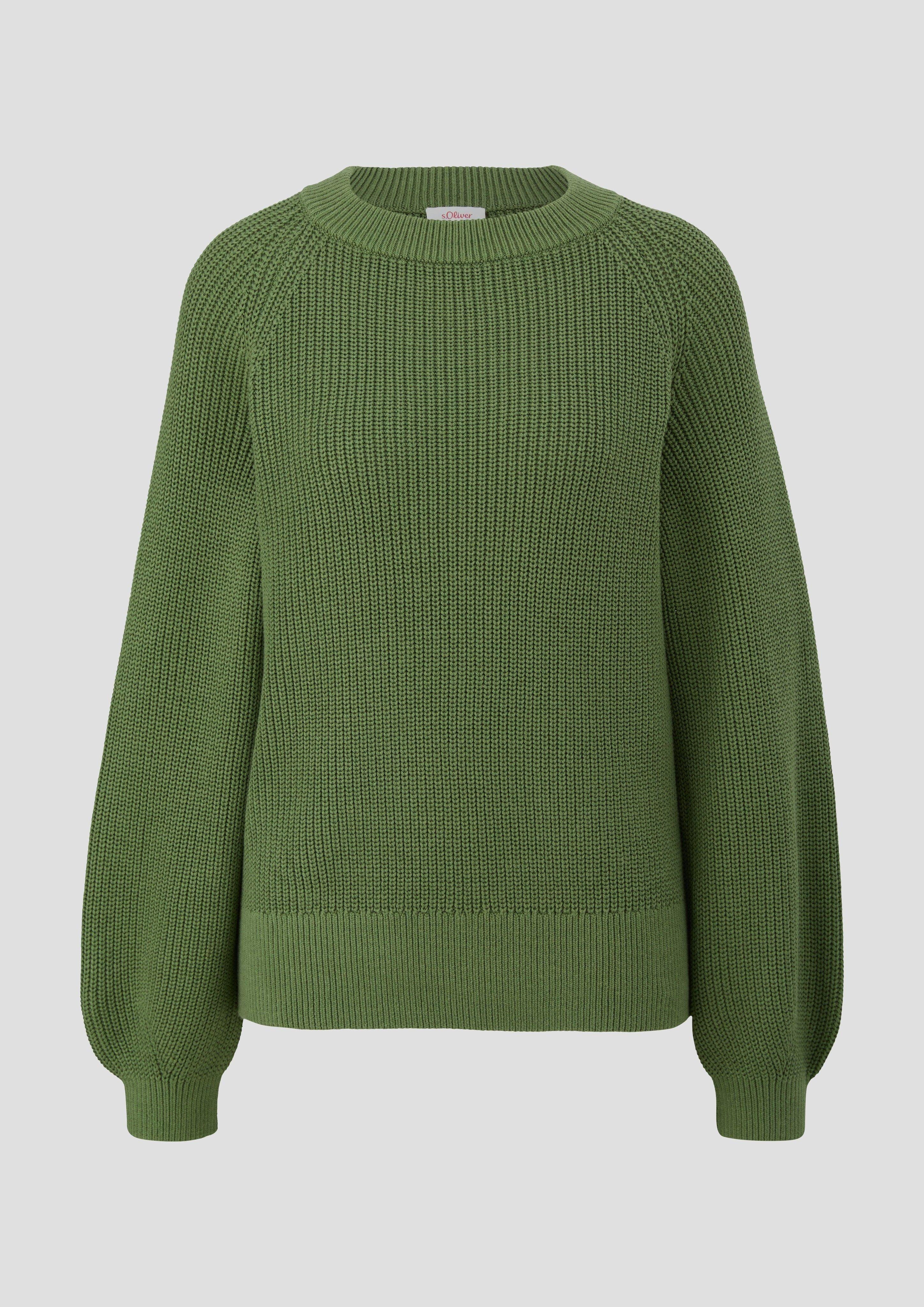 s.Oliver Strickpullover Pullover grün Baumwollmix aus