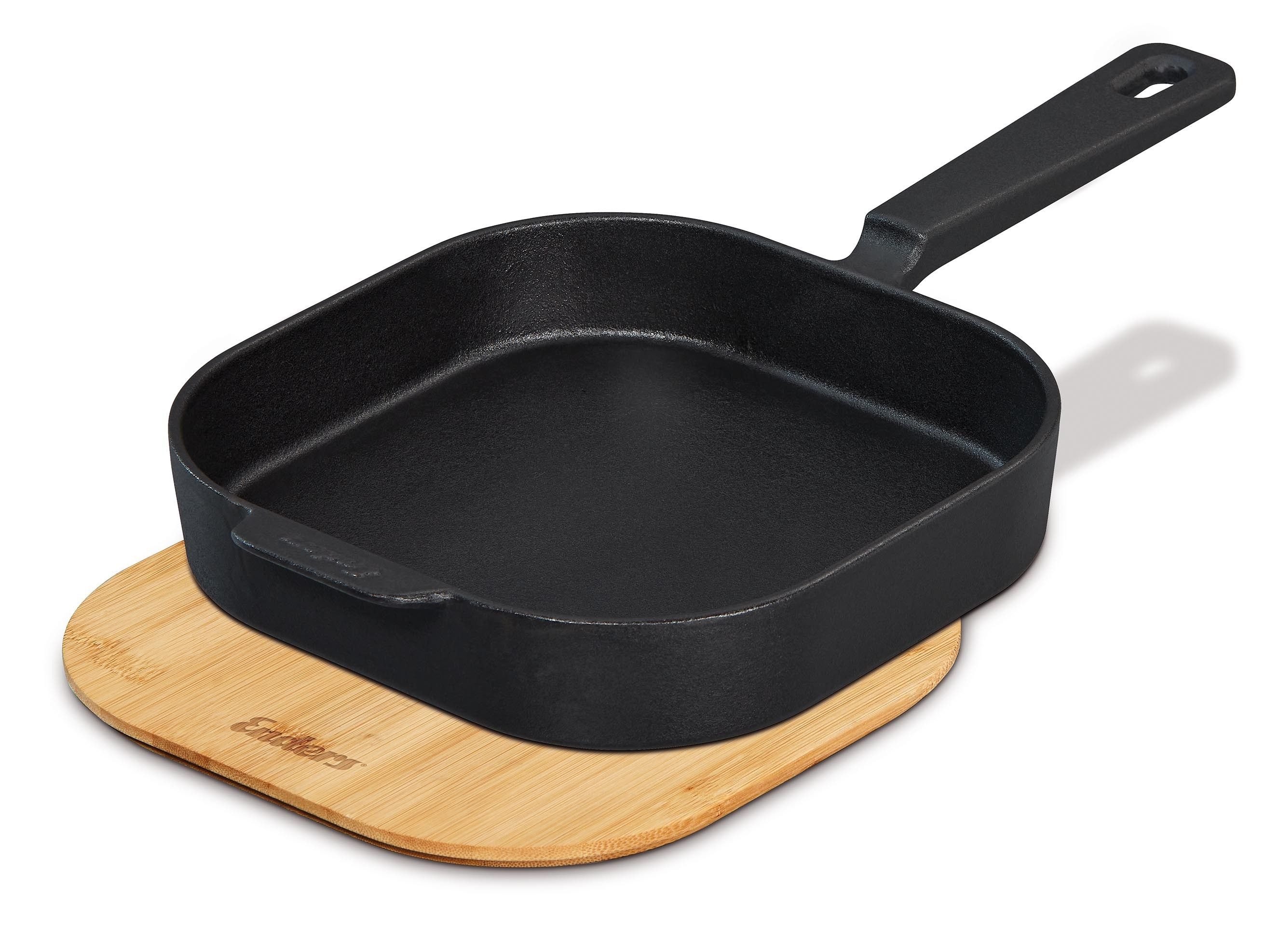 Enders® Grillerweiterung Bratpfanne (M) aus Gusseisen inkl. Bambus Brett / Deckel