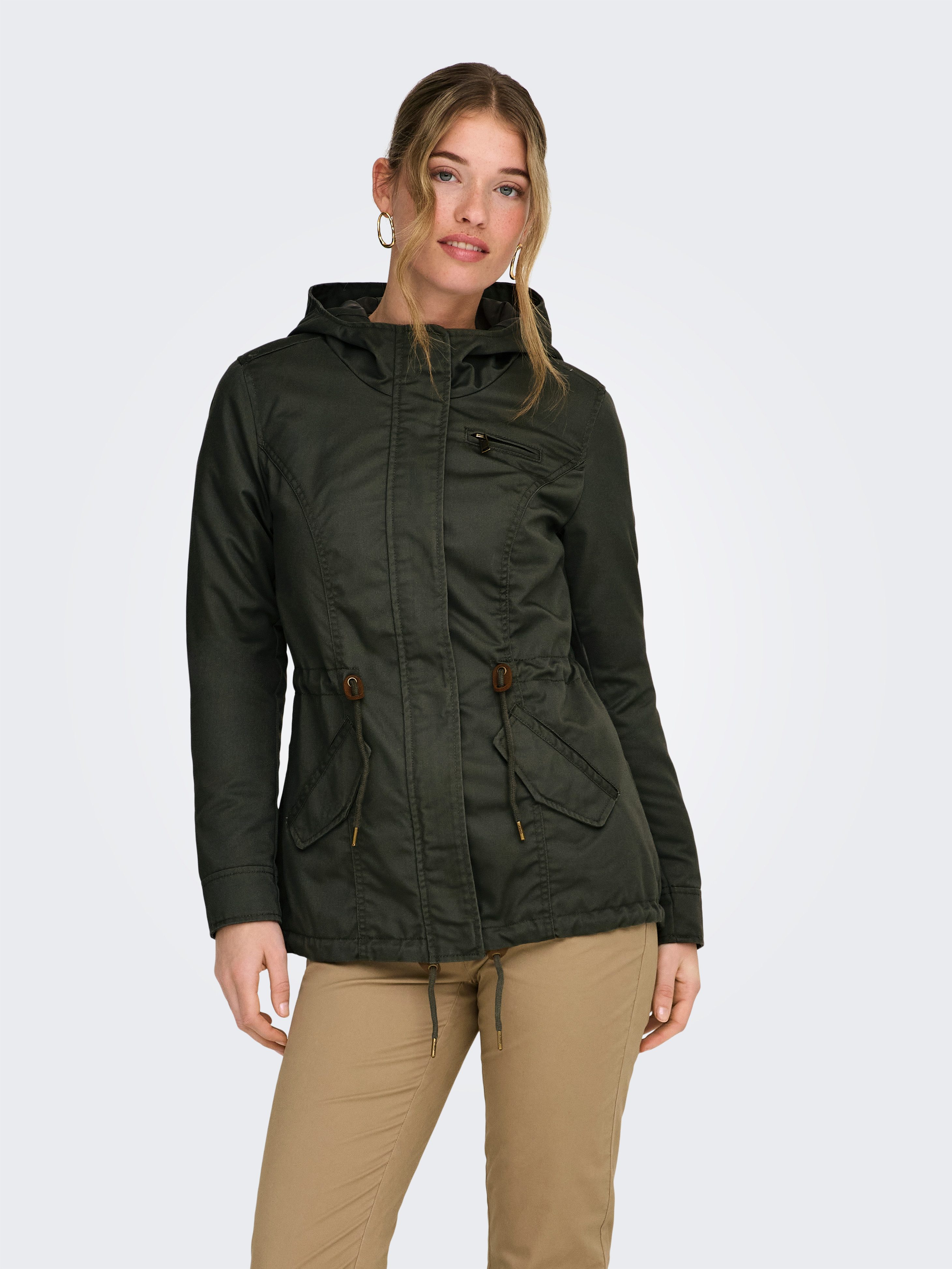ONLY Parka ONLLORCA LIFE CANVAS PARKA CC OTW mit Kordelzug in der Taille