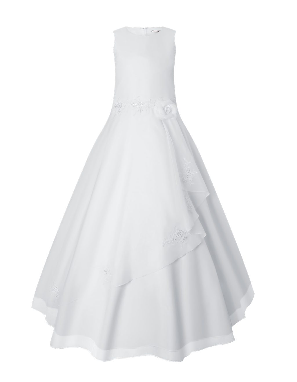 Märchenburg Satinkleid Kommunionkleid, Satinkleid, ÜBERGRÖSSEN f. Starke MÄDCHEN, m. Reifrock - KOMMUNIONKLEID - Kirschblüte 2026 -