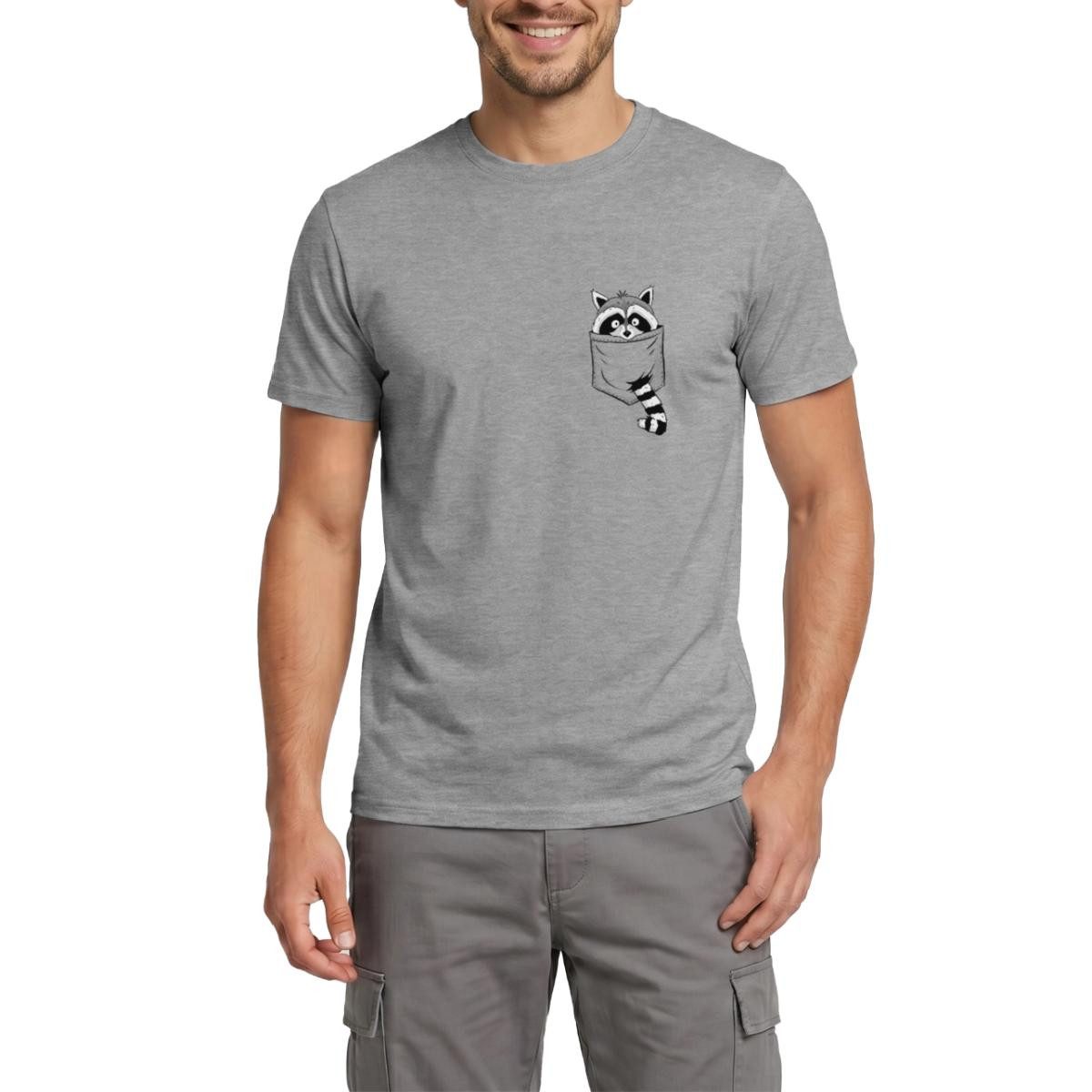Spreadshirt T-Shirt Waschbär Brusttasche Männer T-Shirt (1-tlg)