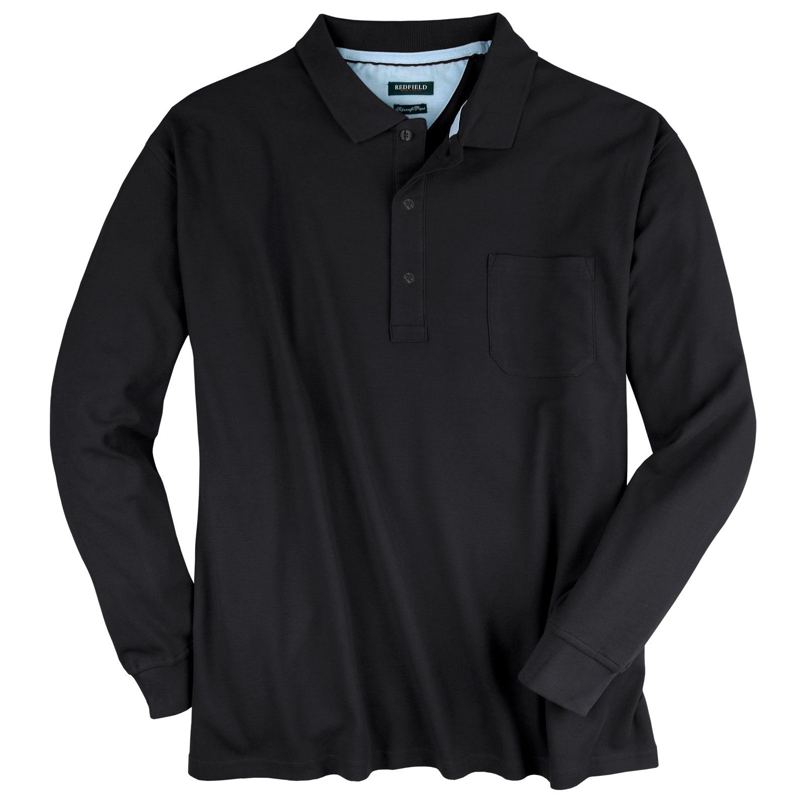 redfield Langarm-Poloshirt Redfield Langarm-Poloshirt schwarz Übergröße günstig online kaufen