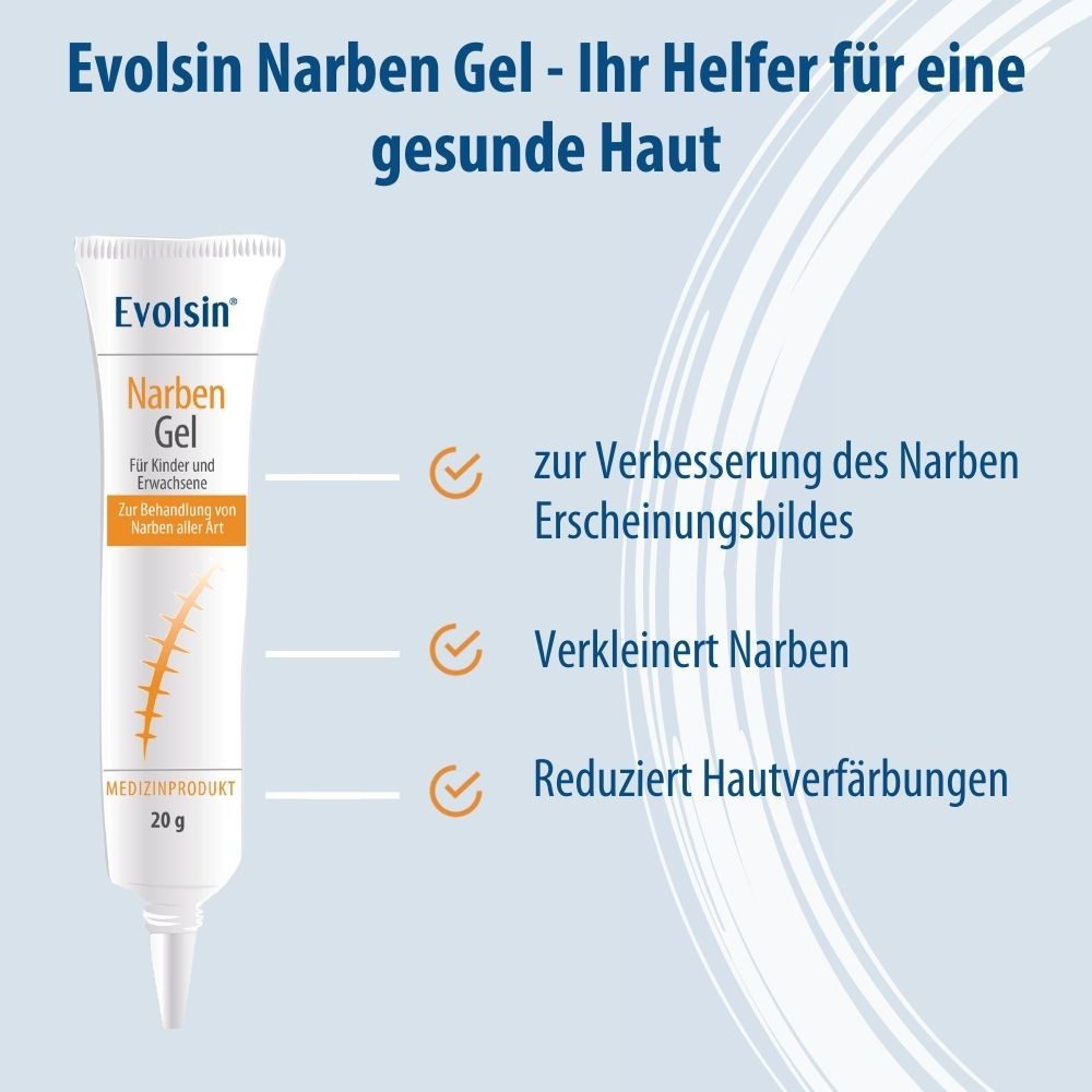 Evolsin Hautpflegegel Narbengel für Kinder & Erwachsene aus der Apotheke, Verbesserung der narben, Reduziert Hautverfärbungen