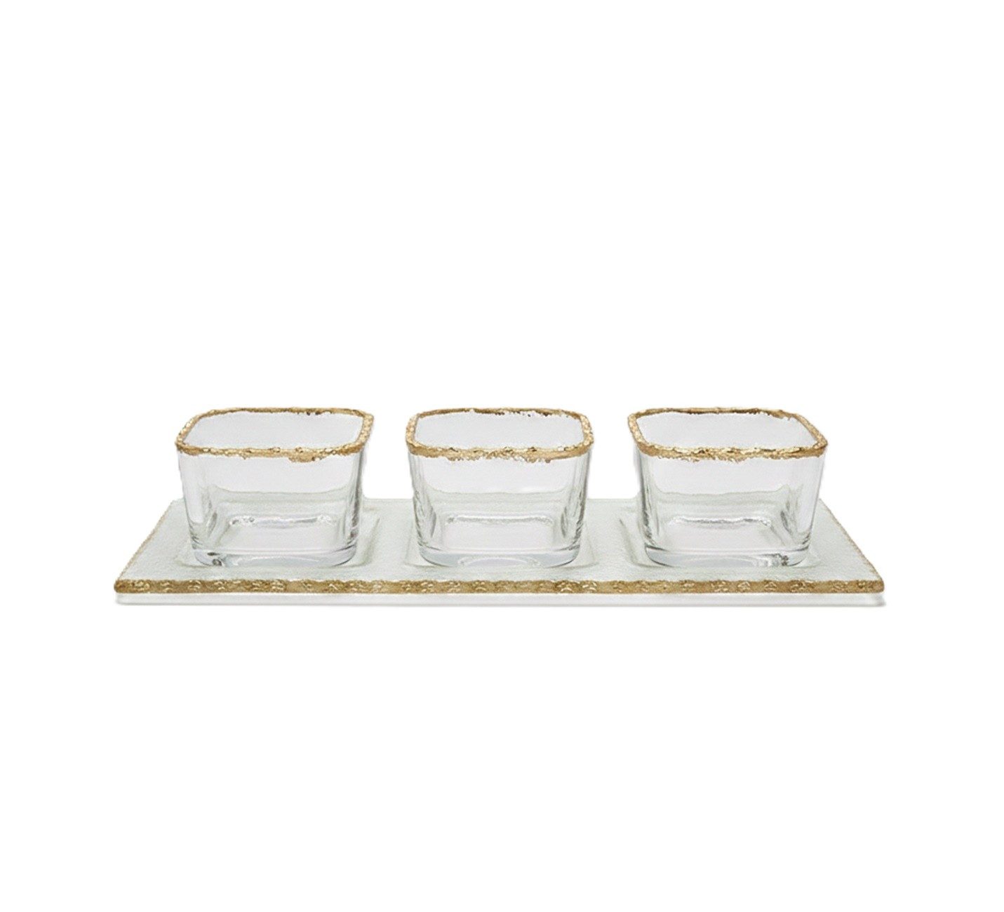 Schäfer Elektronik Schale 4er Glasschalen-Set mit Goldrand und Tablett, Glas, (4-tlg), mit Goldrand, 73 ml