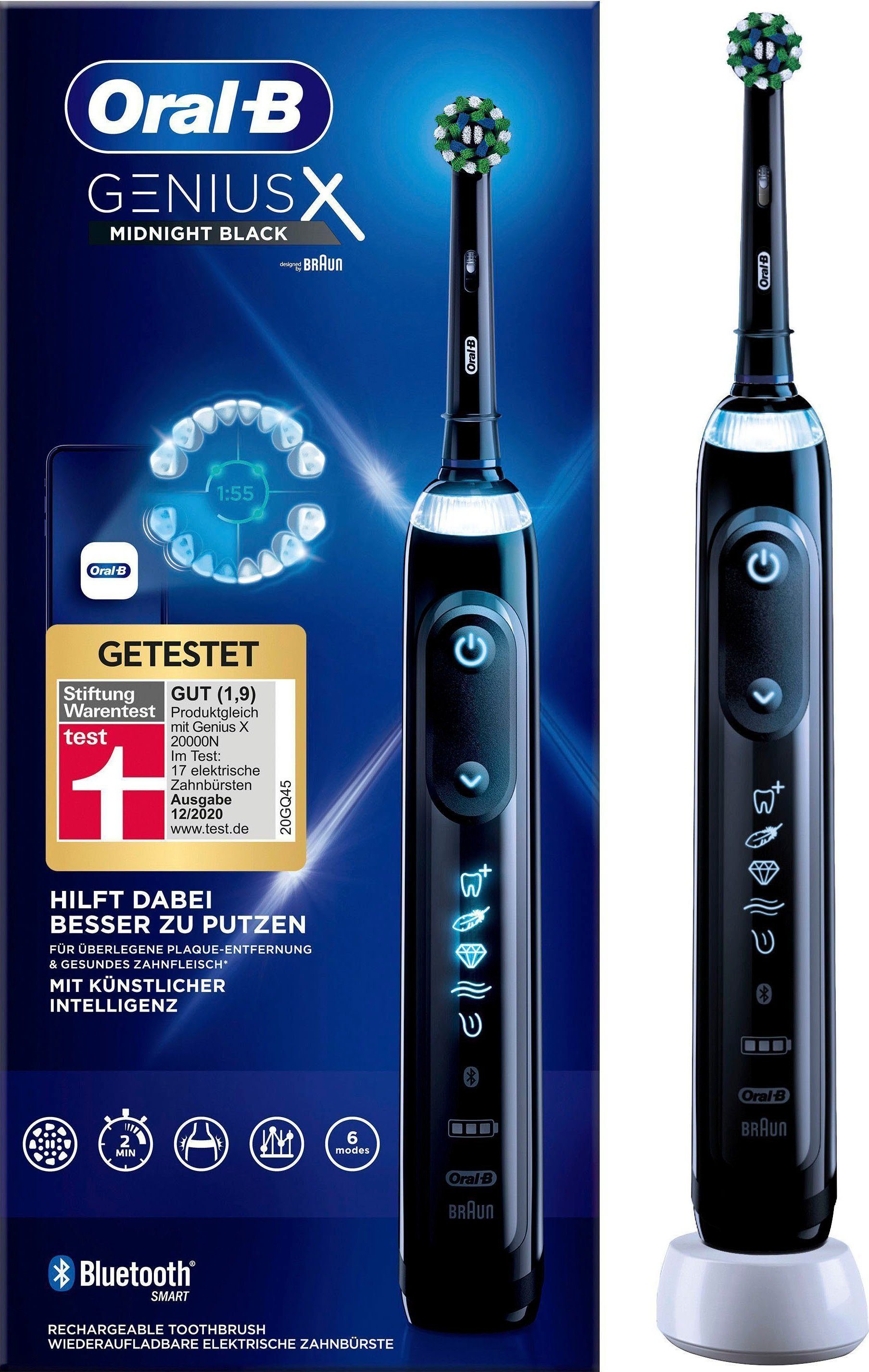 Oral-B Elektrische Zahnbürste Genius X, mit KI & Putztechnikerkennung, visuelle Andruckkontrolle, 6 Putzmodi