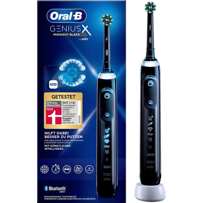 Oral B Elektrische Zahnbürste Genius X mit KI & Putztechnikerkennung visuelle Andruckkontrolle 6 Putzmodi