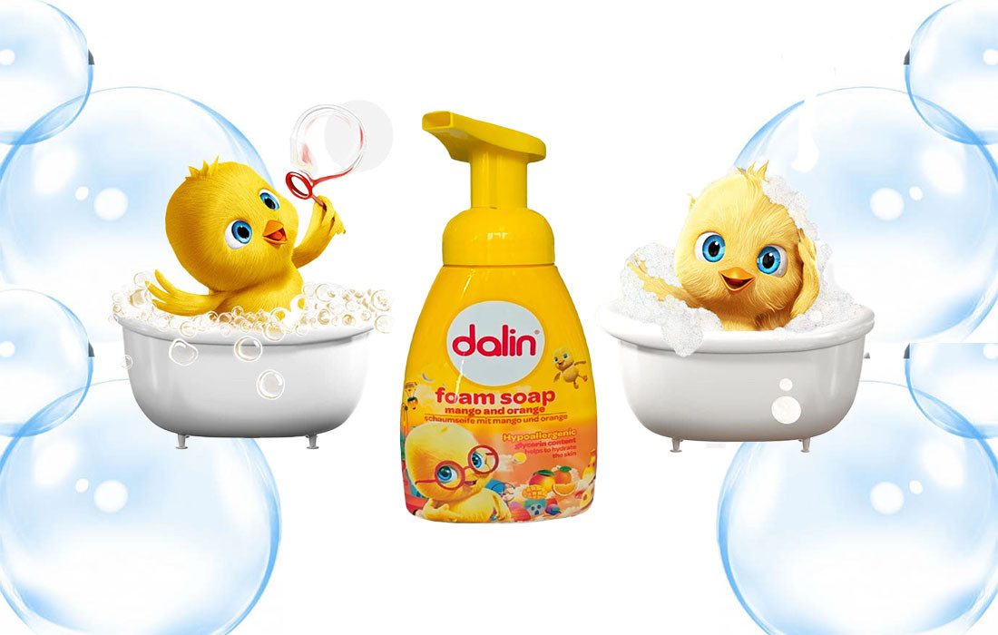 Dalin Handseife Schaumseife Mango & Orang Milde Handseife für Kinder 200 ml, 1-tlg., Hypoallergen & dermatologisch getestet