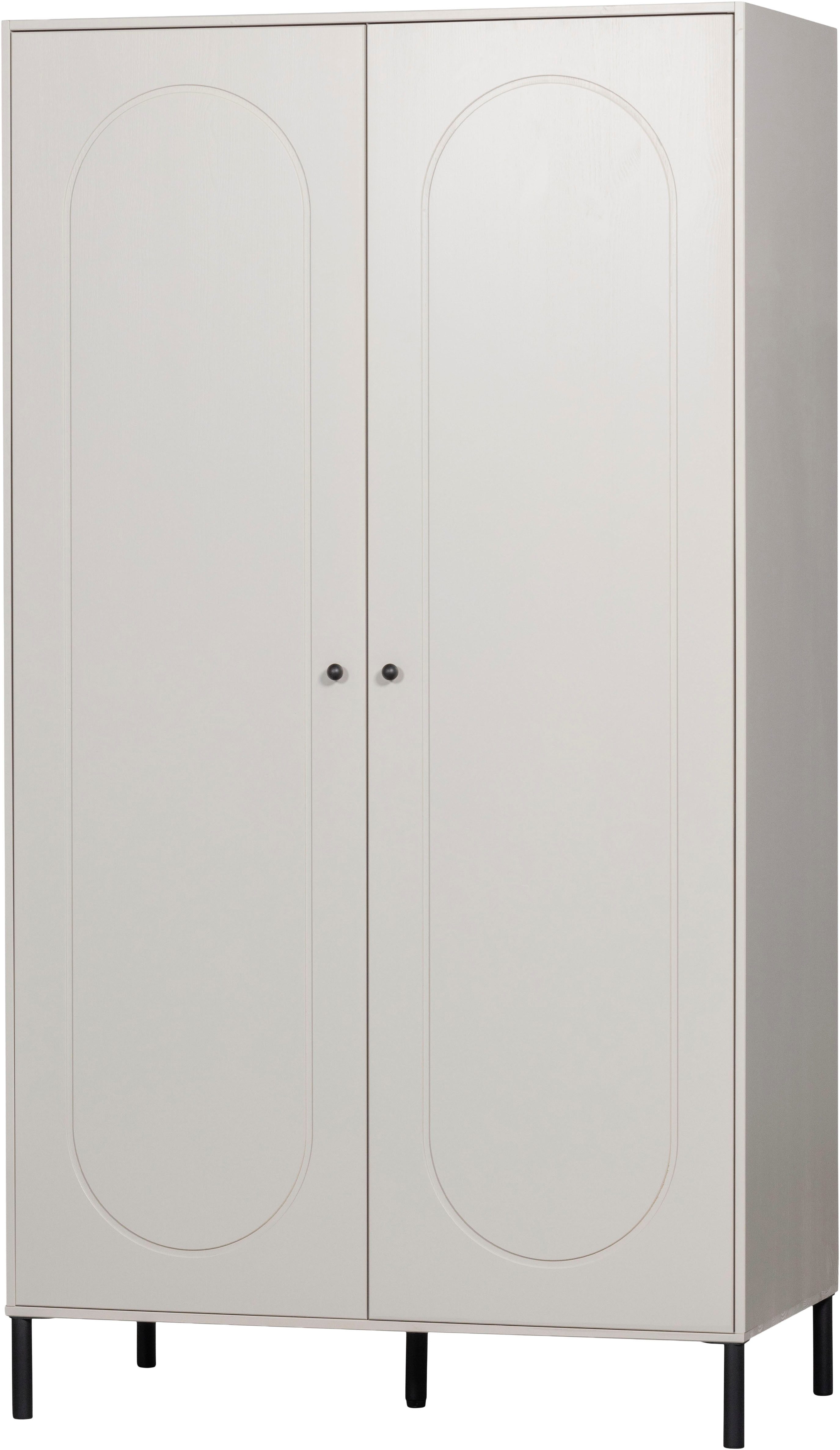 WOOOD Garderobenschrank Xina mit geschliffener Oberfläche und HDF-Rückwand (2-türig) FSC® Massivkiefer, 15 cm Standfuß, Hänge- und Legbereich
