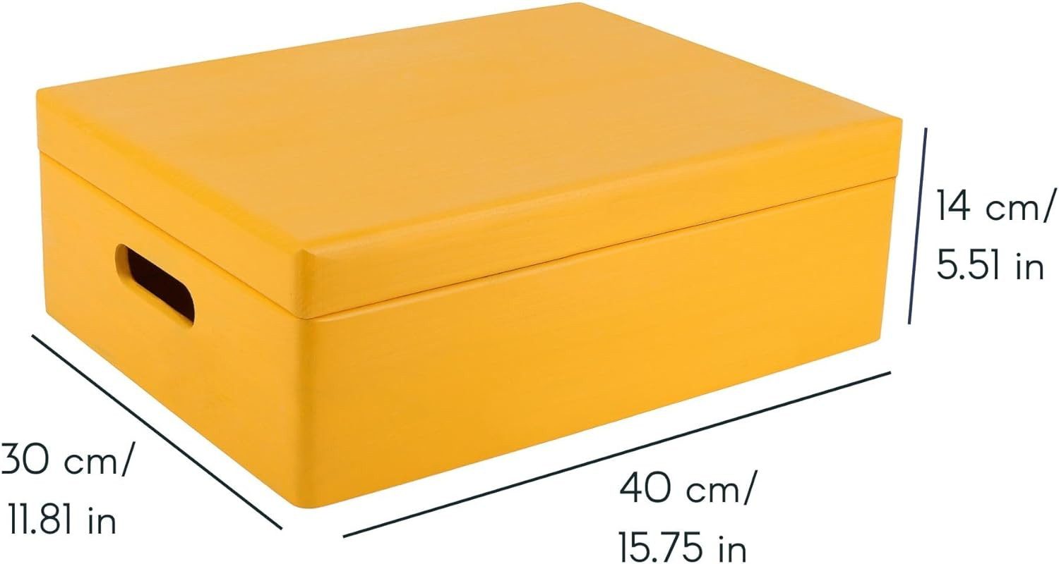 Creative Deco Holzkiste Große mit Deckel 40x30x14 cm (1cm)