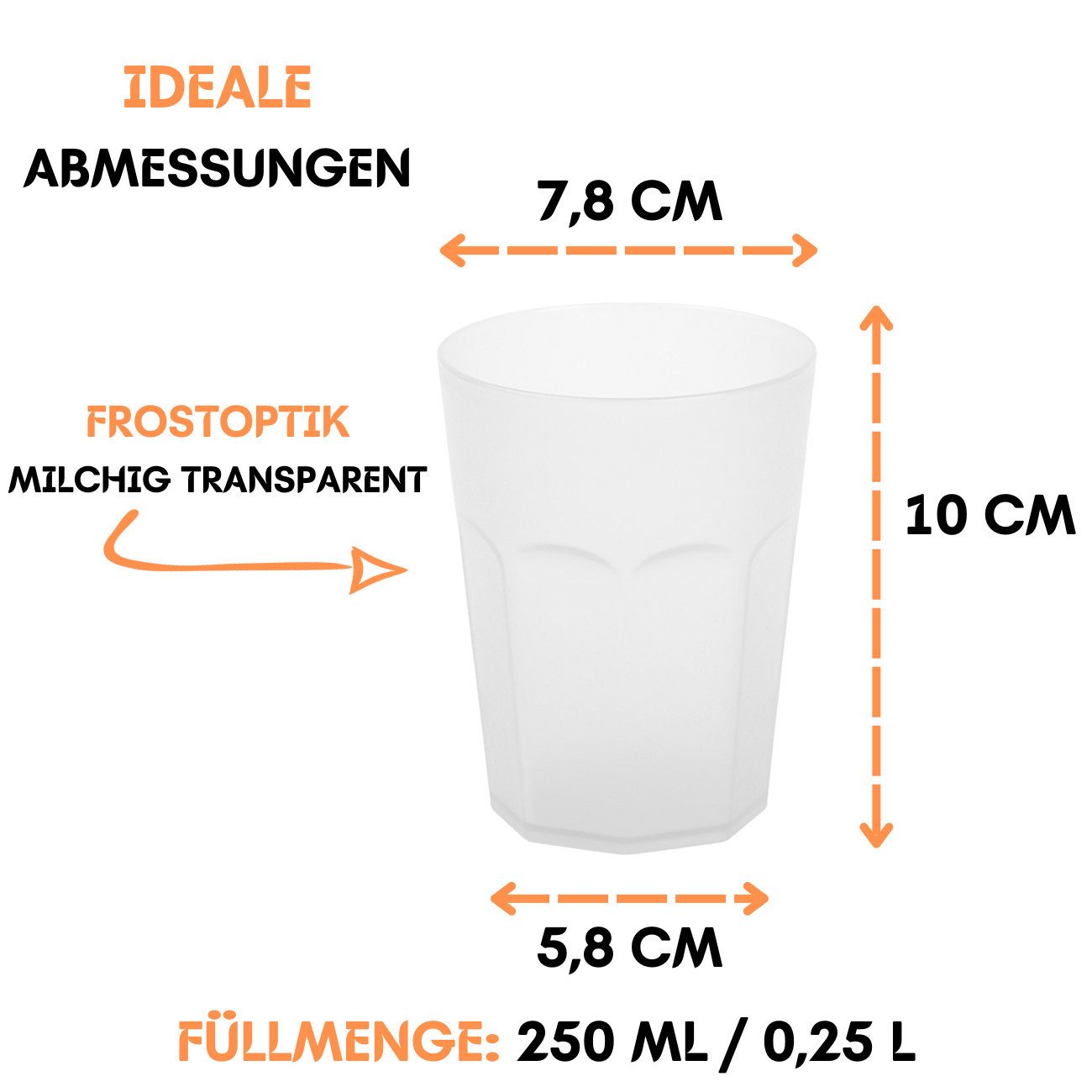 Engelland Becher Plastikbecher in modernen Neonfarben, Mehrweg, 10-tlg., Kunststoff, spülmaschinengeeignet, bruchfest, wiederverwendbar, 250 ml, 0,25 Liter – Bild 5 von 5