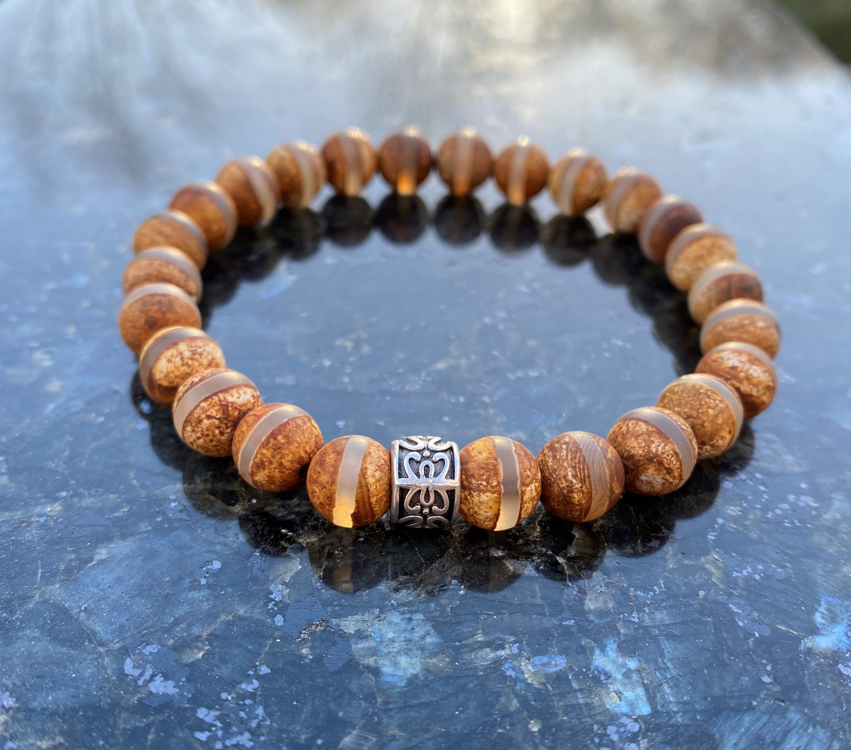 NAHLE Perlenarmband Tibet Achat Naturstein Armband (1-tlg), handmade, dehnb günstig online kaufen