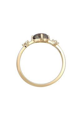 Elli Premium Fingerring Bandring Labradorit Topas Edelstein 375er Gelbgold