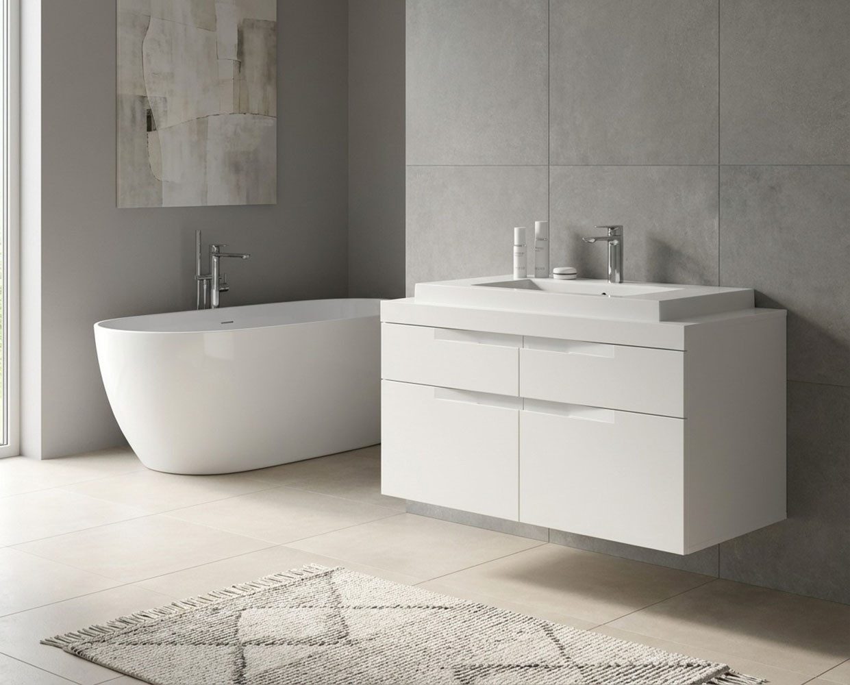OTTO home Waschtisch MAOI, inklusive Mineralguss-Aufsatzwaschbecken, Breite 100cm (4 Schubkästen mit Vollauszug), Waschbecken, Waschbeckenschrank, Kommode, Badunterschrank