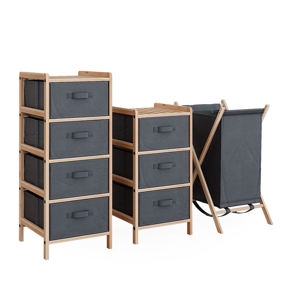 Vicco Badmöbel-Set Bruno, Grau/Holz, 3 Teile günstig online kaufen