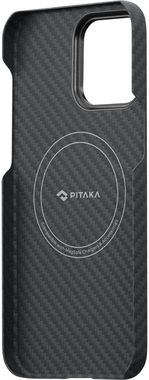 Pitaka Handyhülle MagEz Case 3 for Pro Max iPhone 14 Black/Grey Twill, hergestellt aus 1500D Aramid-Fasern