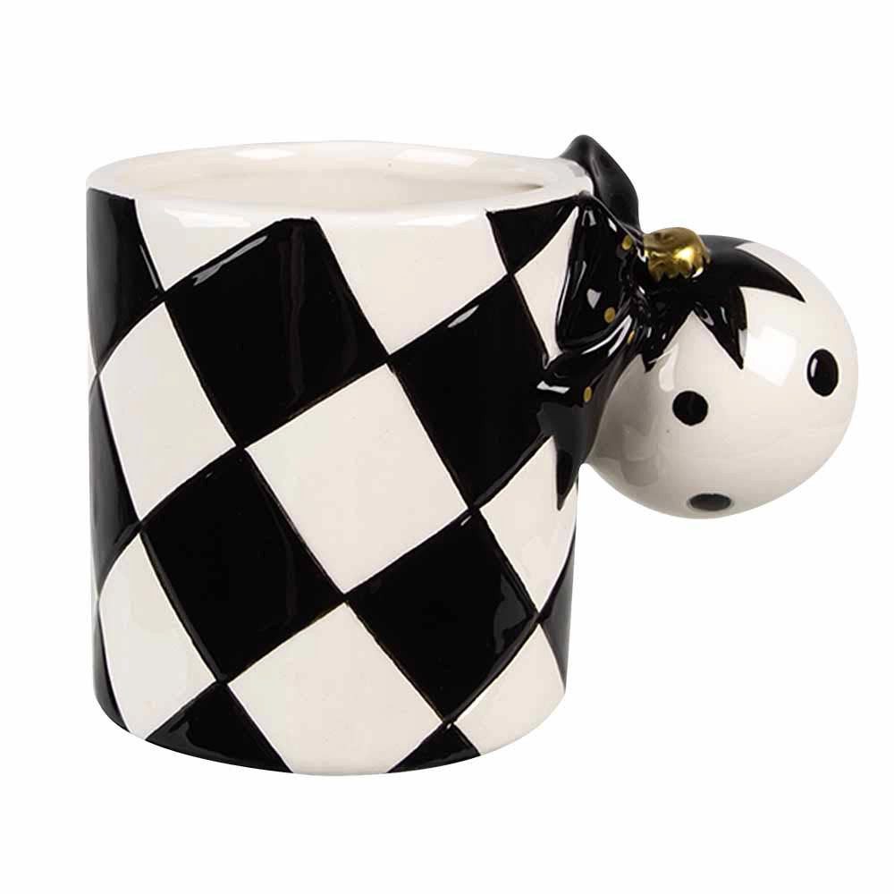 Clayre & Eef Tasse Tasse, 350 ml, schwarz-weißer Keramik Kaffeebecher, Tasse, 350 ml, schwarz-weißer Keramik Kaffeebecher