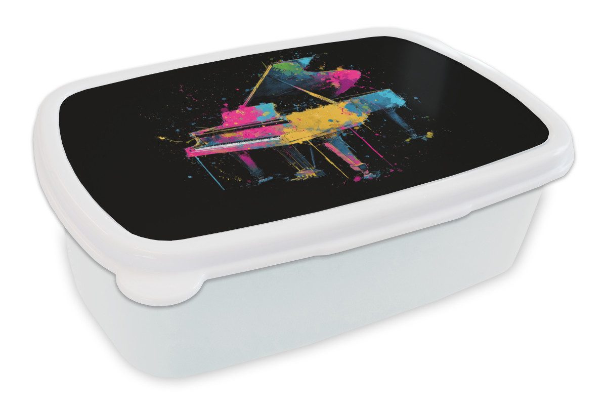 MuchoWow Lunchbox Klavier - Farbenfroh - Farbe - Modern, Kunststoff, (2-tlg), Brotdose Schule oder Arbeit, Brotbox für Kinder und Erwachsene