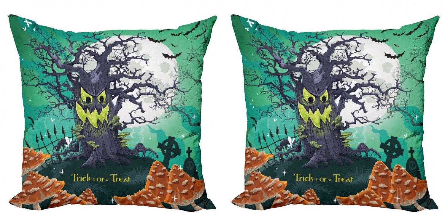 Kissenbezüge Modern Accent Doppelseitiger Digitaldruck, Abakuhaus (2 Stück), Halloween Gruseliger Baum