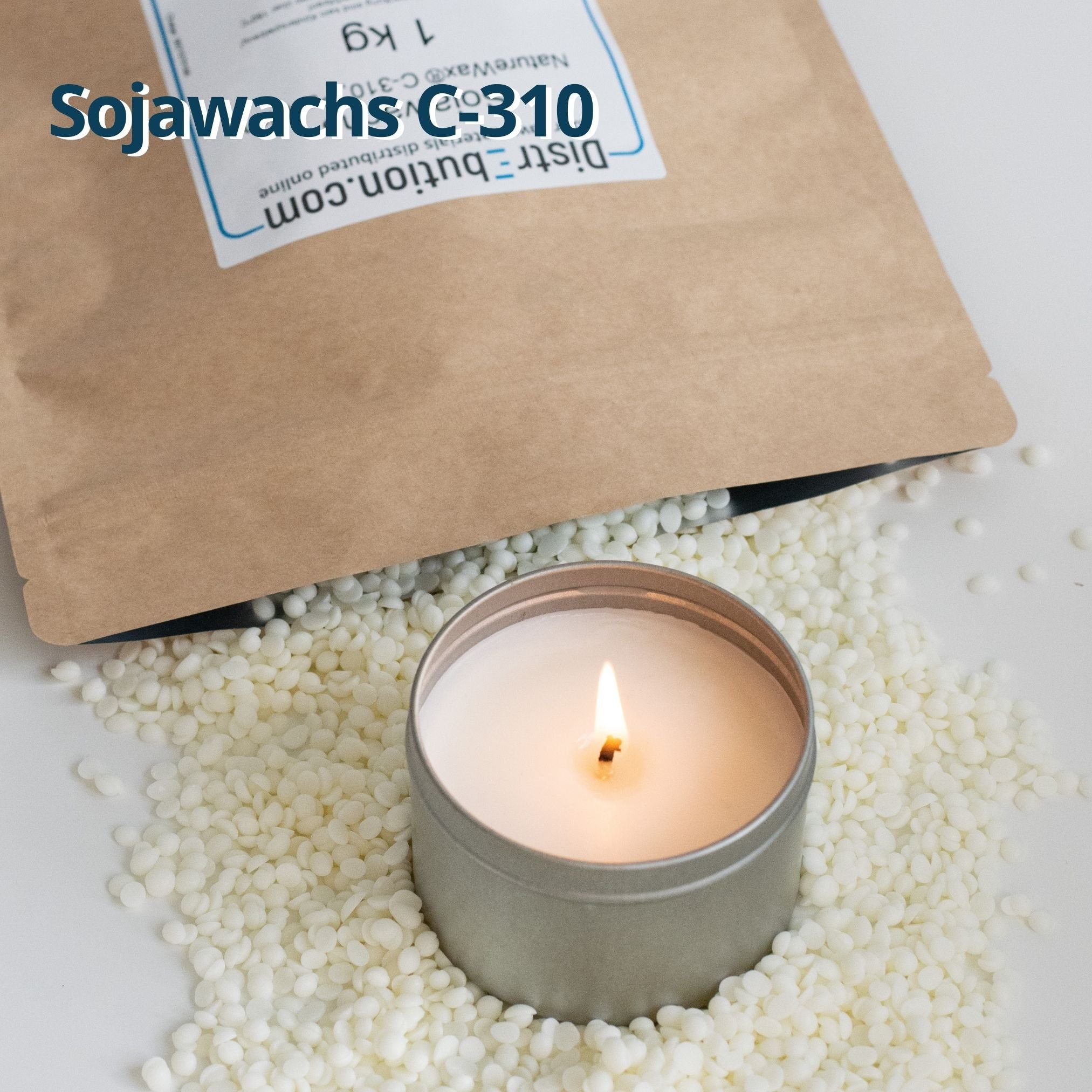 DistrEbution Bastelnaturmaterial Sojawachs Pastillen Naturwachs Kerzenwachs C-310 1kg