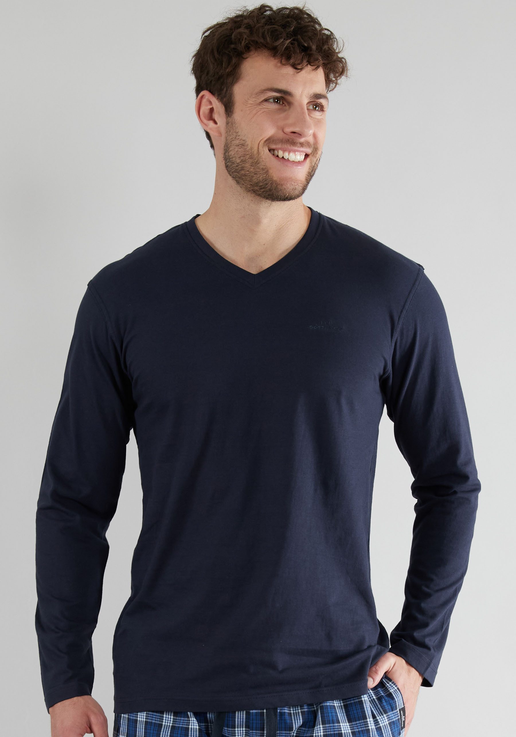 GÖTZBURG Pyjamaoberteil New York V-Ausschnitt, Langarm, günstig online kaufen