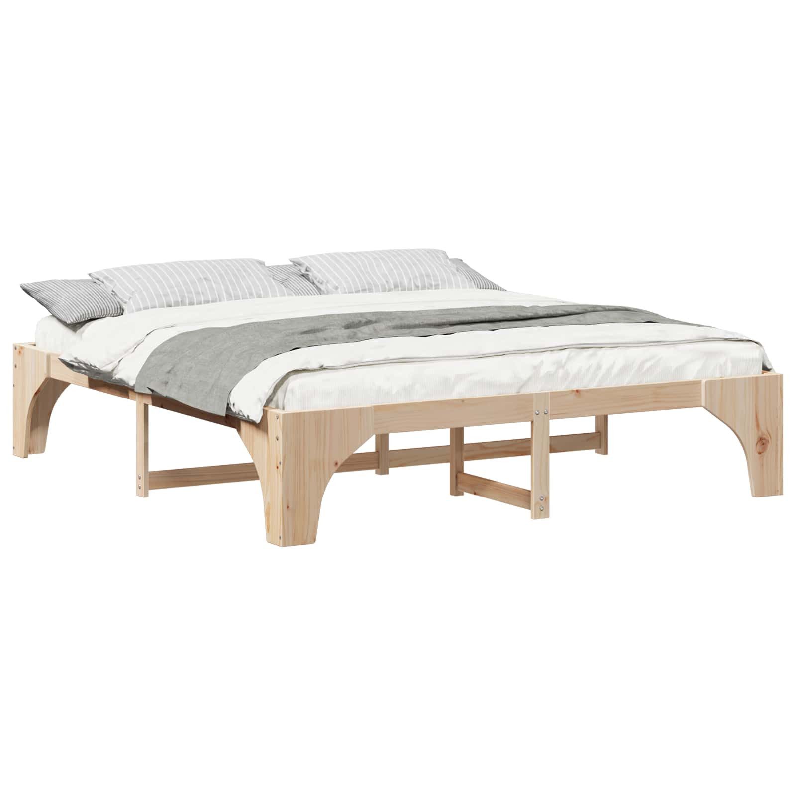 vidaXL Bett Bettrahmen Braun 180 x 200 cm Massives Kiefernholz (1-tlg)