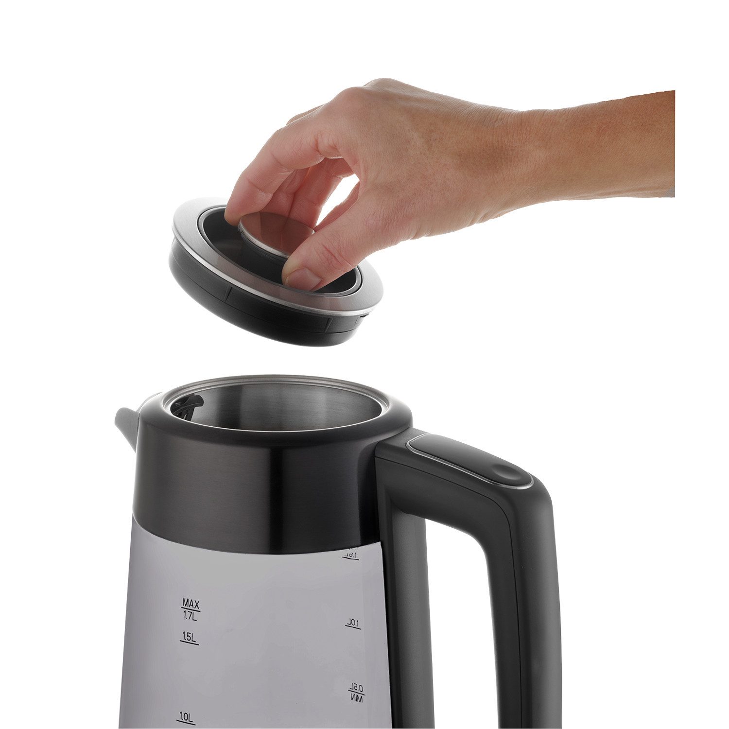 Concept Wasserkocher RK4195 Glas-Wasserkocher mit Temperaturregelung, 1,7 l, 2200 W, Fassungsvermögen 1,7 l, Leistung 1850–2200 W