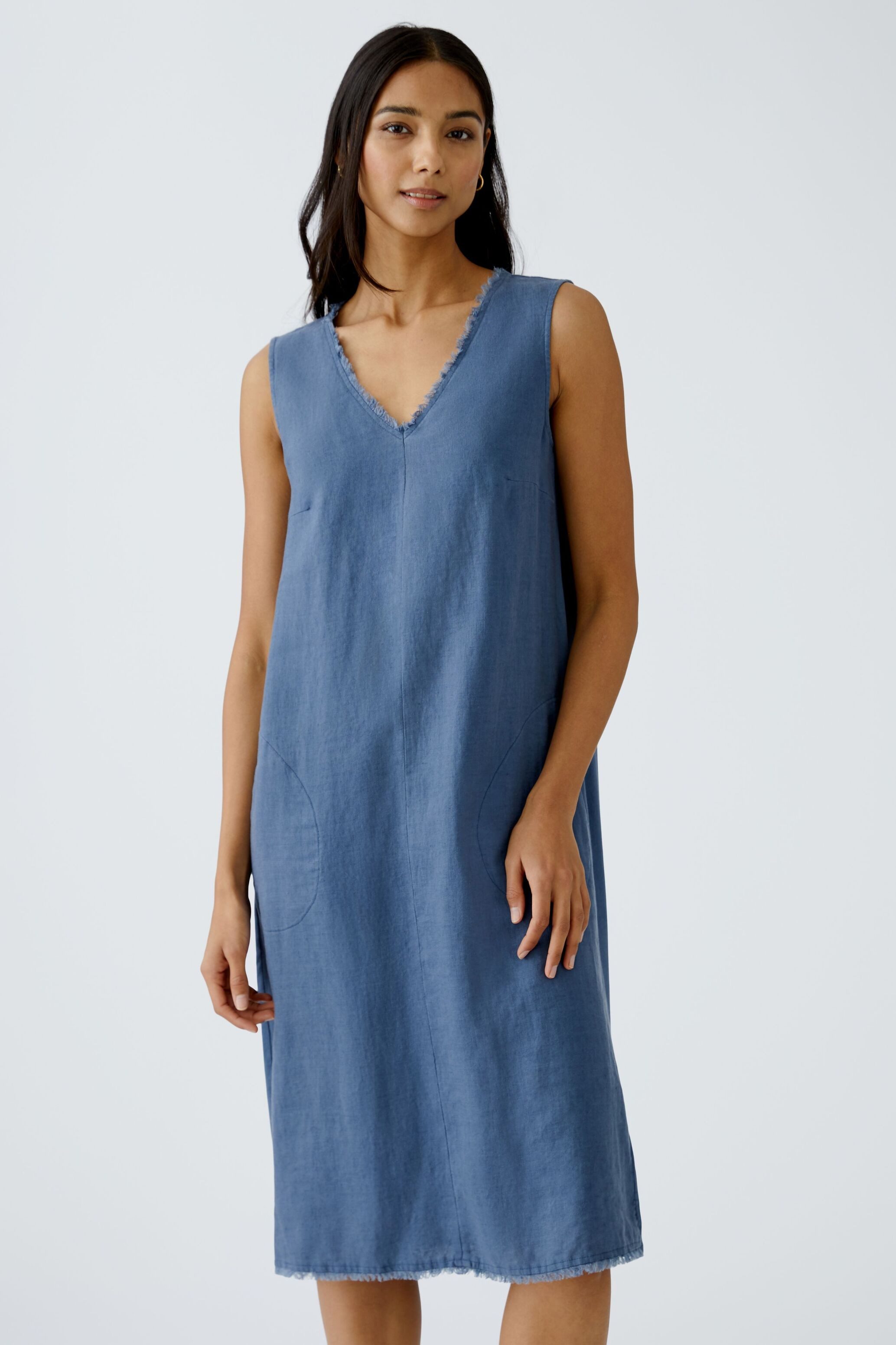 Oui Sommerkleid Kleid Leinen-Baumwollpatch günstig online kaufen