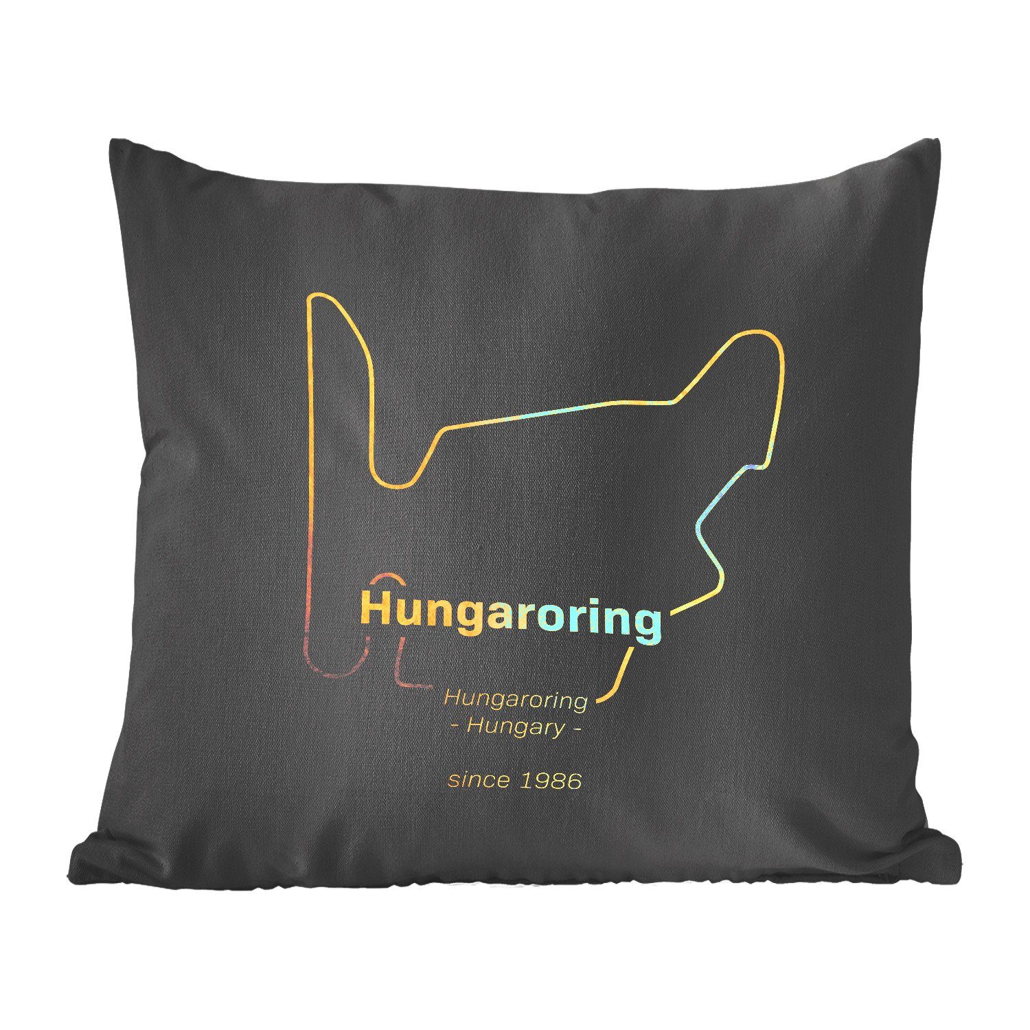 - mit MuchoWow 1 Dekokissen für Zierkissen Schlafzimmer, Formel - Hungaroring Wohzimmer, Deko, Rennstrecke, Füllung Sofakissen