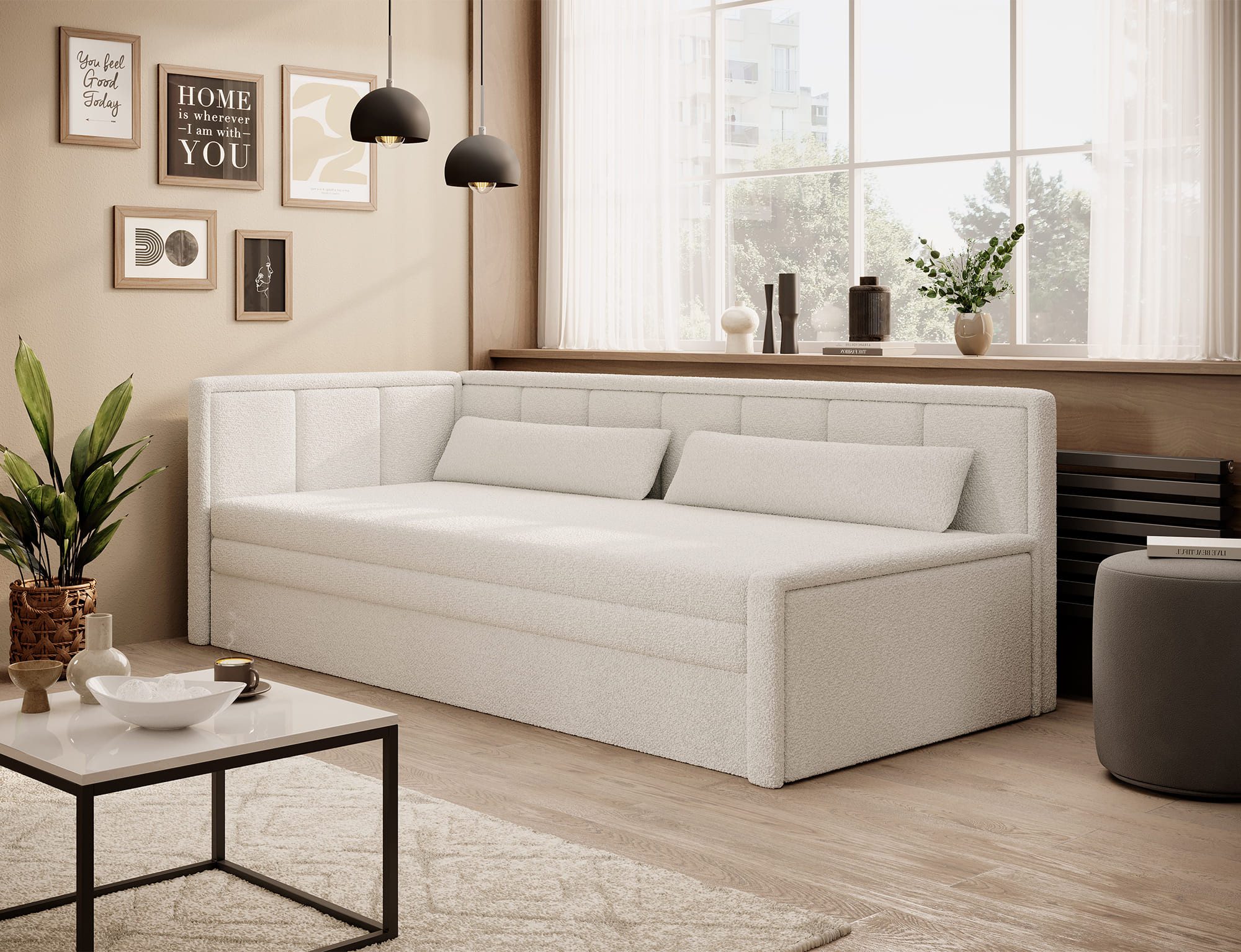 MOEBLO Polsterbett Fulo (Daybett Tagesbett Jugendbett Kindersofa Sofa mit Bettfunktion Couch Polstersofa Kinderbett Kinderzimmer), (BxHxT): 214 x 77 x 82 cm