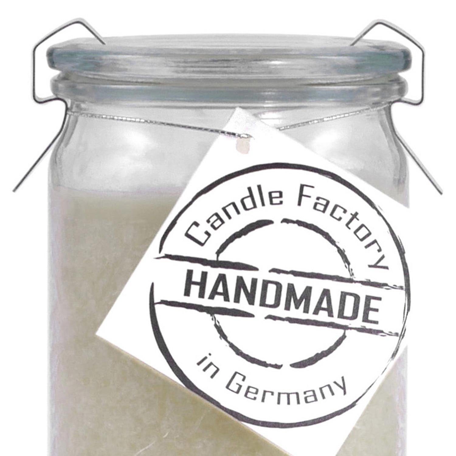 Landshop24 Duftkerze Candle-Factory Duftkerze aus Stearin im Weckglas Big Jumbo (Duft "Alpenkräuter), brennt bis zu 100h