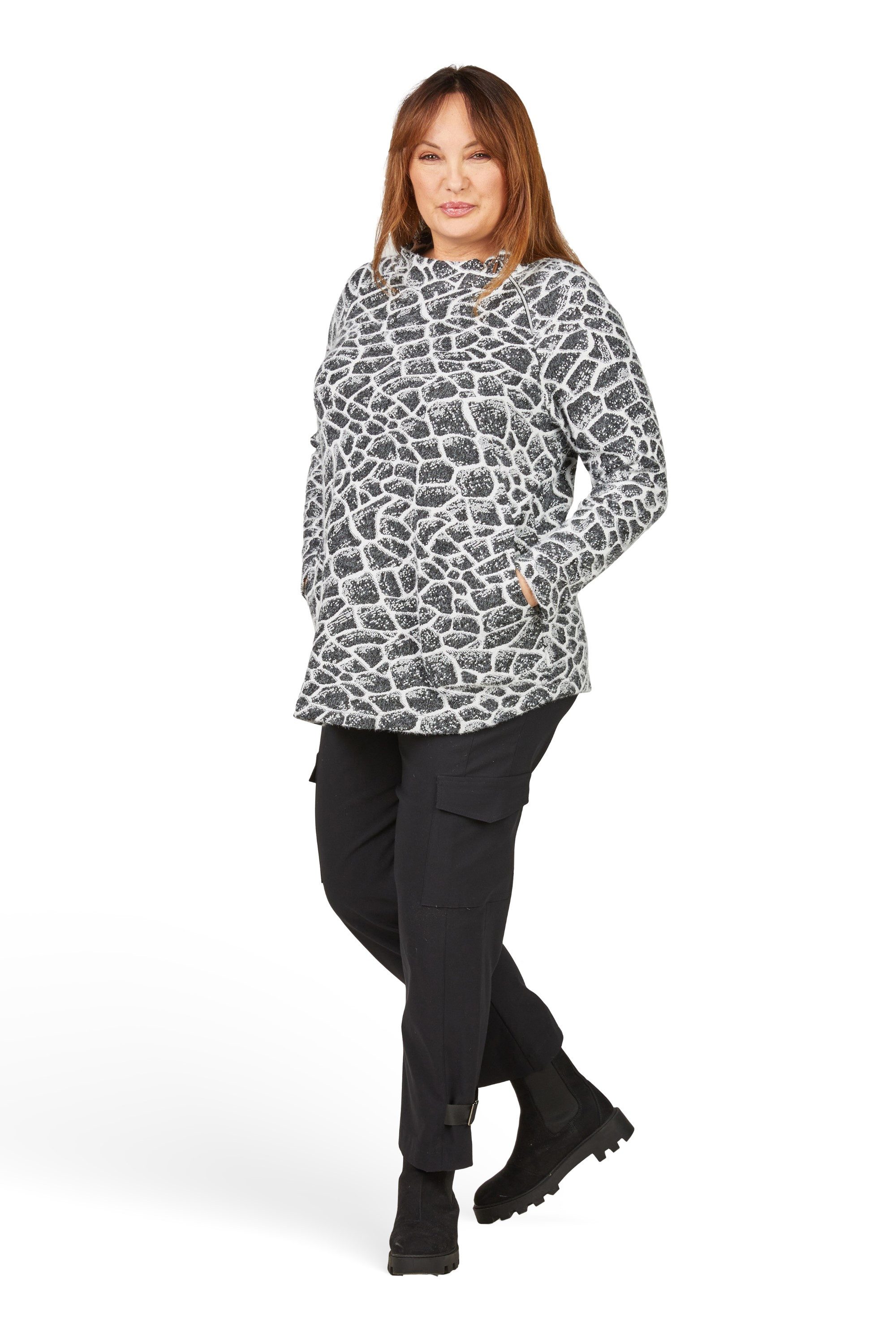 Mona Lisa Stehkragenpullover Große Größen kuschelig und weich günstig online kaufen