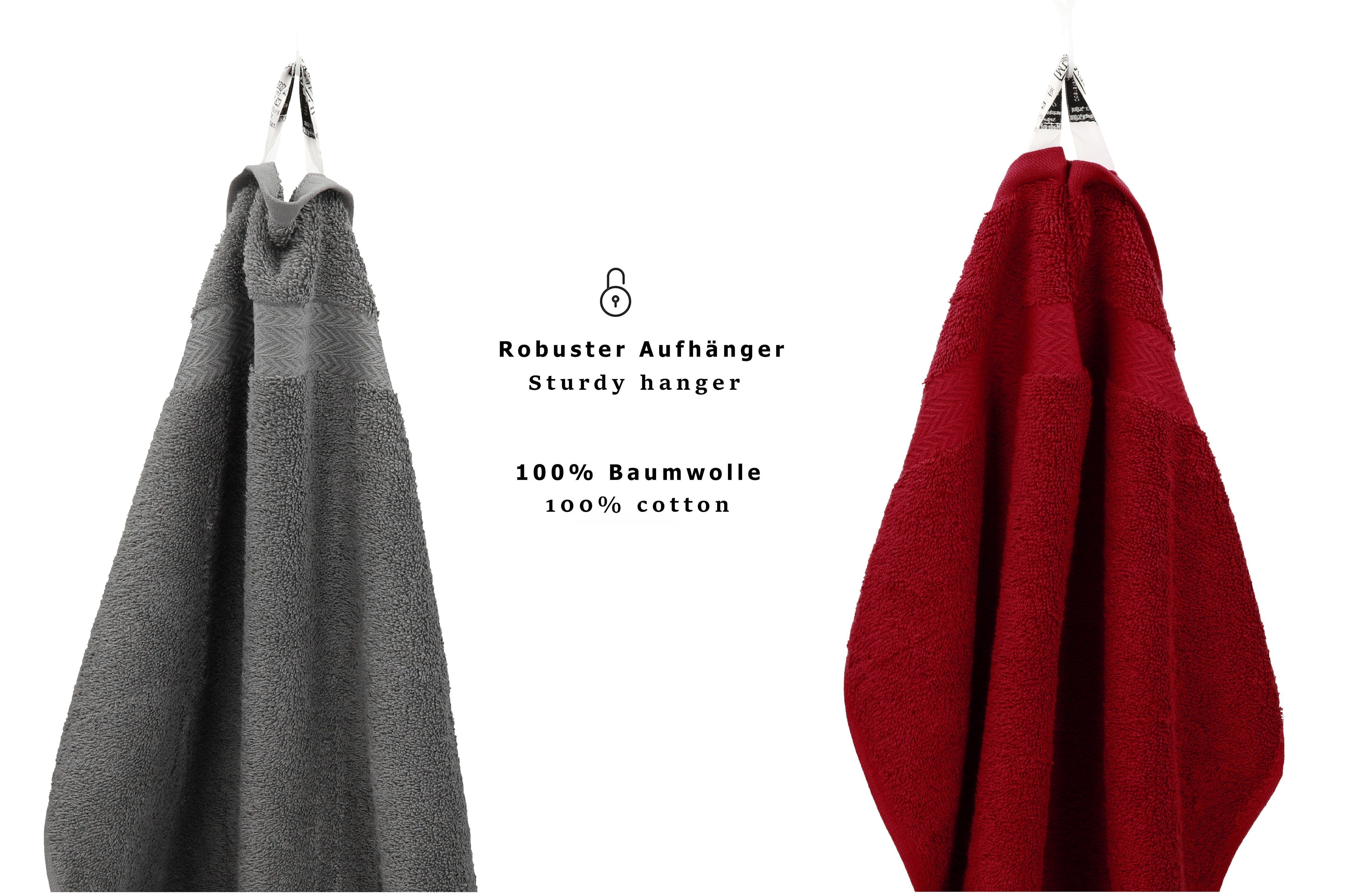 Betz Handtuch Set 10-TLG. Handtuch-Set und & saugstark Premium 10-tlg), Anthrazit, Dunkelrot Baumwolle, Farbe strapazierfähig (Set, 100
