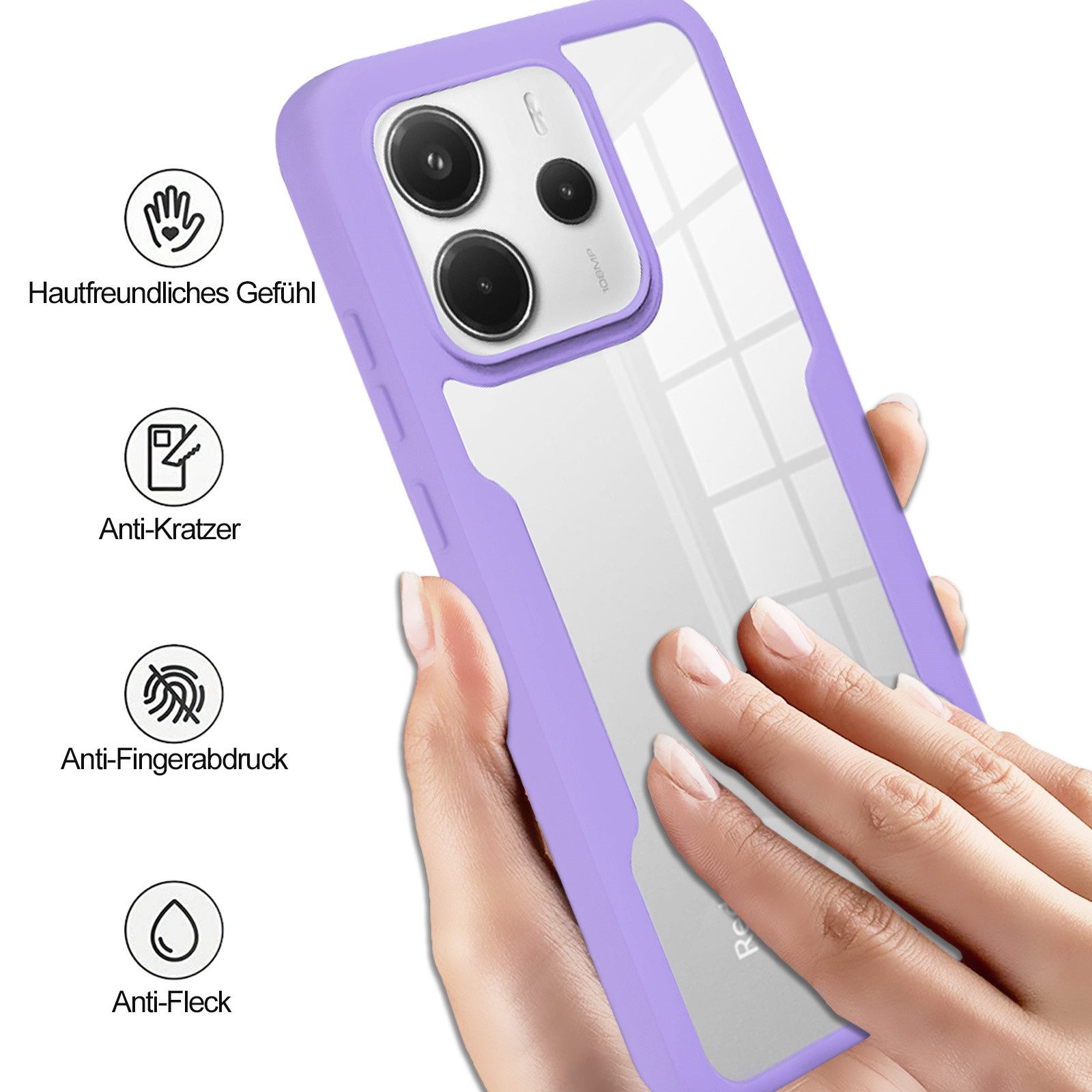 betterfon Handyhülle für Xiaomi Redmi Note 14 4G TPU Schutzcase, 2-teiliges 360 Grad Case mit Rundumschutz und Displayschutz – Bild 5 von 5
