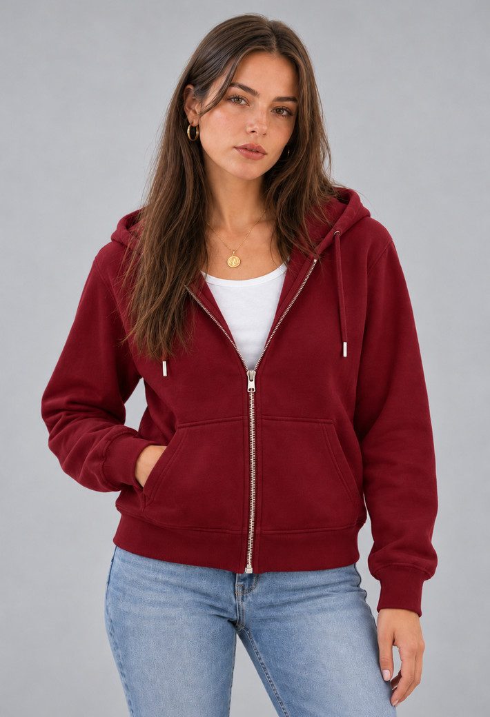 S&S Kapuzensweatjacke Damen Kapuzenpullover mit Reißverschluss Hoodie Mädchen (Packung, 1-tlg., Damen) Sweatjacke mit Reißverschluss Kapuze und Eingrifftaschen