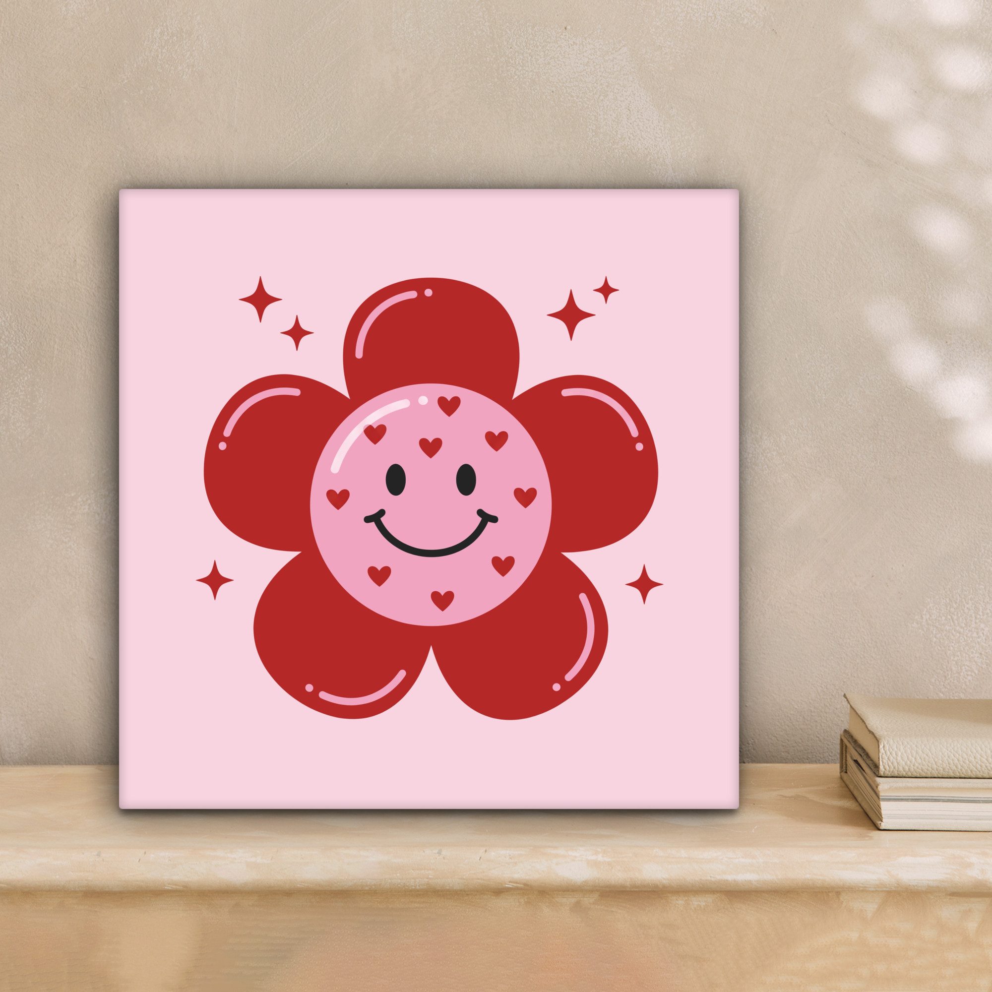 OneMillionCanvasses® Leinwandbild Blume - Rosa - Herzen, Fotodruck (1 St), Wandbild, Deko Schlafzimmer Wohnzimmer Flur 20x20 cm