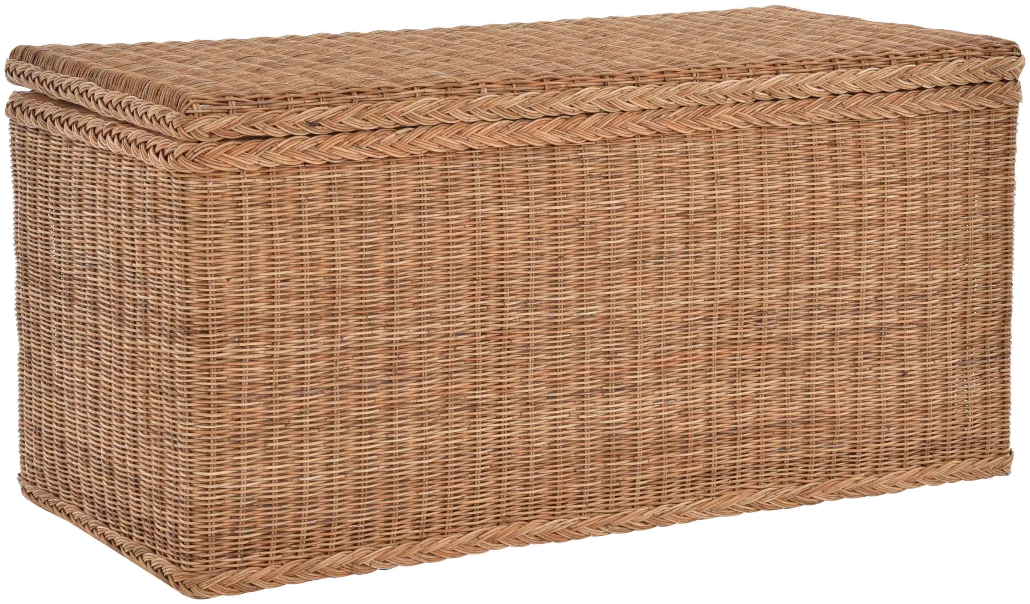 Krines Home Truhe Große Rattantruhe MAX Wäschetruhe mit Deckel Natur Rattan günstig online kaufen