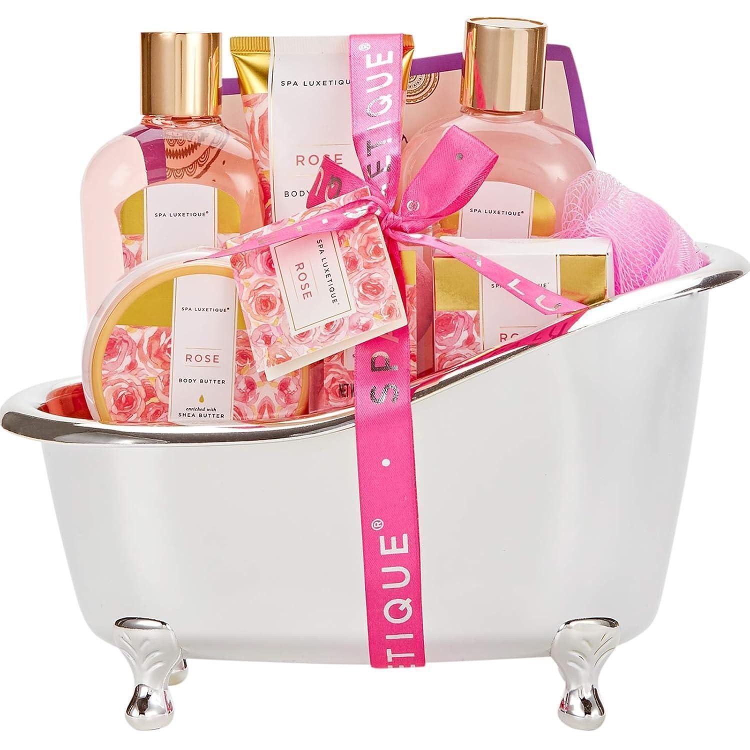 LuxusKollektion Pflege-Geschenkset Geschenkset Badeset Duschset 8teilig Spa Beauty Pflegeset Rosenduft