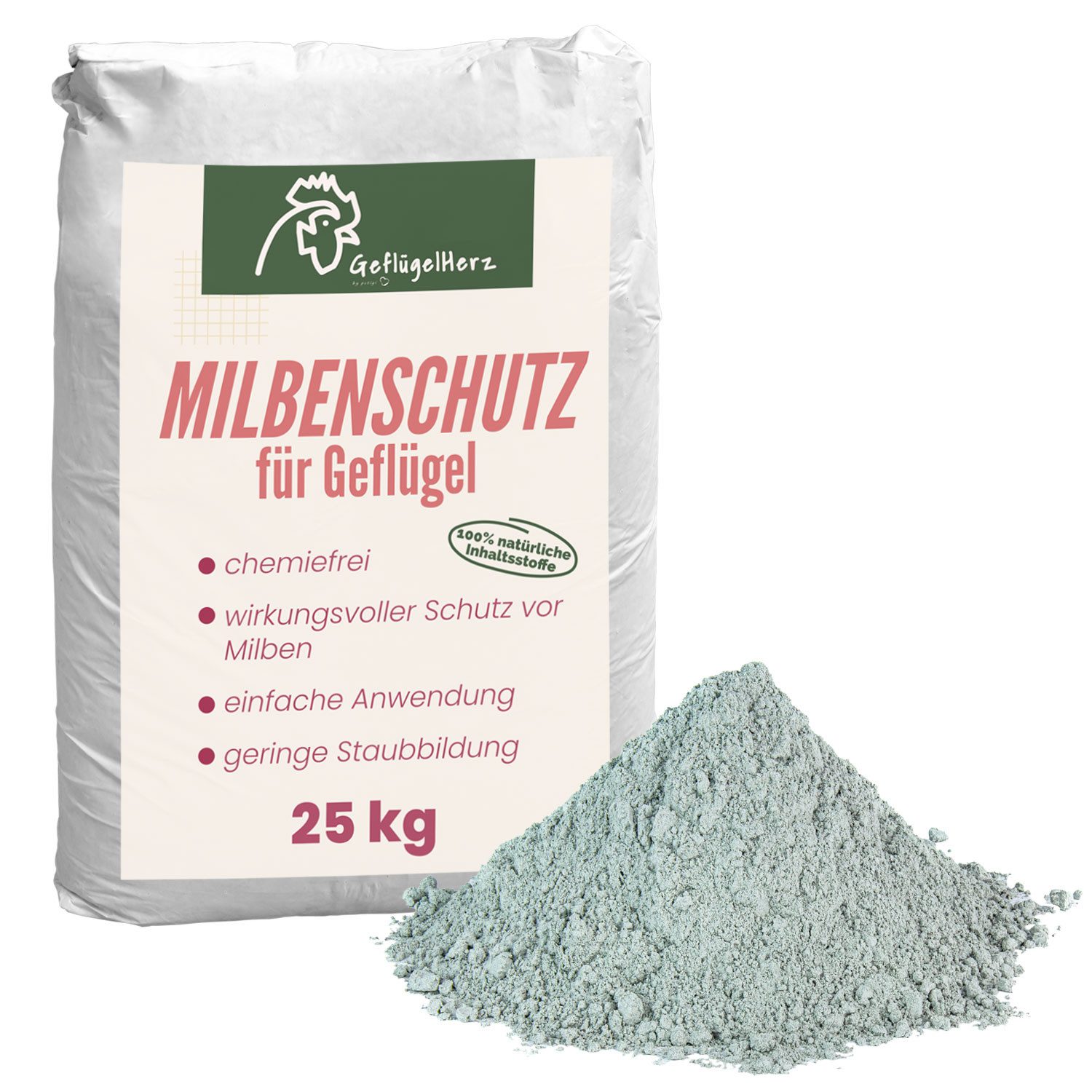 Petigi Badesand GeflügelHerz 100% natürlicher Milbenschutz 25kg Staubbad für Hühner
