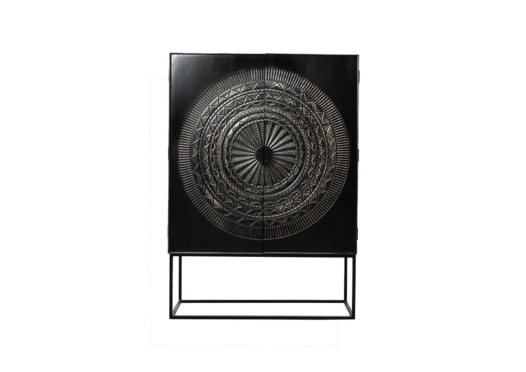 More2Home Mehrzweckschrank Solitärschrank MAHAL, Mangoholz vintage-schwarz, ca. 116 x 160 cm