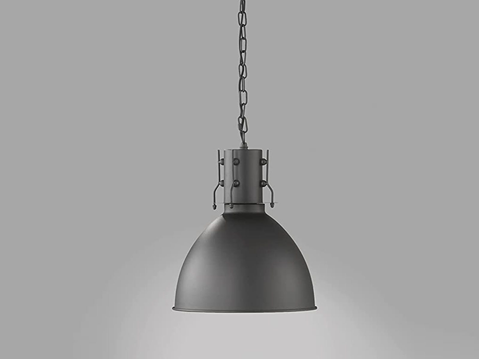 Industrial LED Lampenschirm einflammig meineWunschleuchte Ø Schwarz LED Warmweiß, hängend dimmbar, wechselbar, 30cm Pendelleuchte, Design Schwarz-Silber