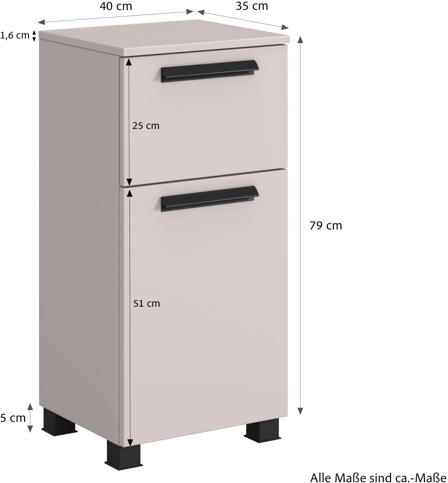 welltime Badmöbel-Set SALVADA, 5tlg-Set, gedämpfte Scharniere, Softclose, Keramikbecken, (Maße (B/T/H): 180/47,5/200 cm), Kaschmir, Keramikbecken 1 od. 2 Armaturlochbohrungen