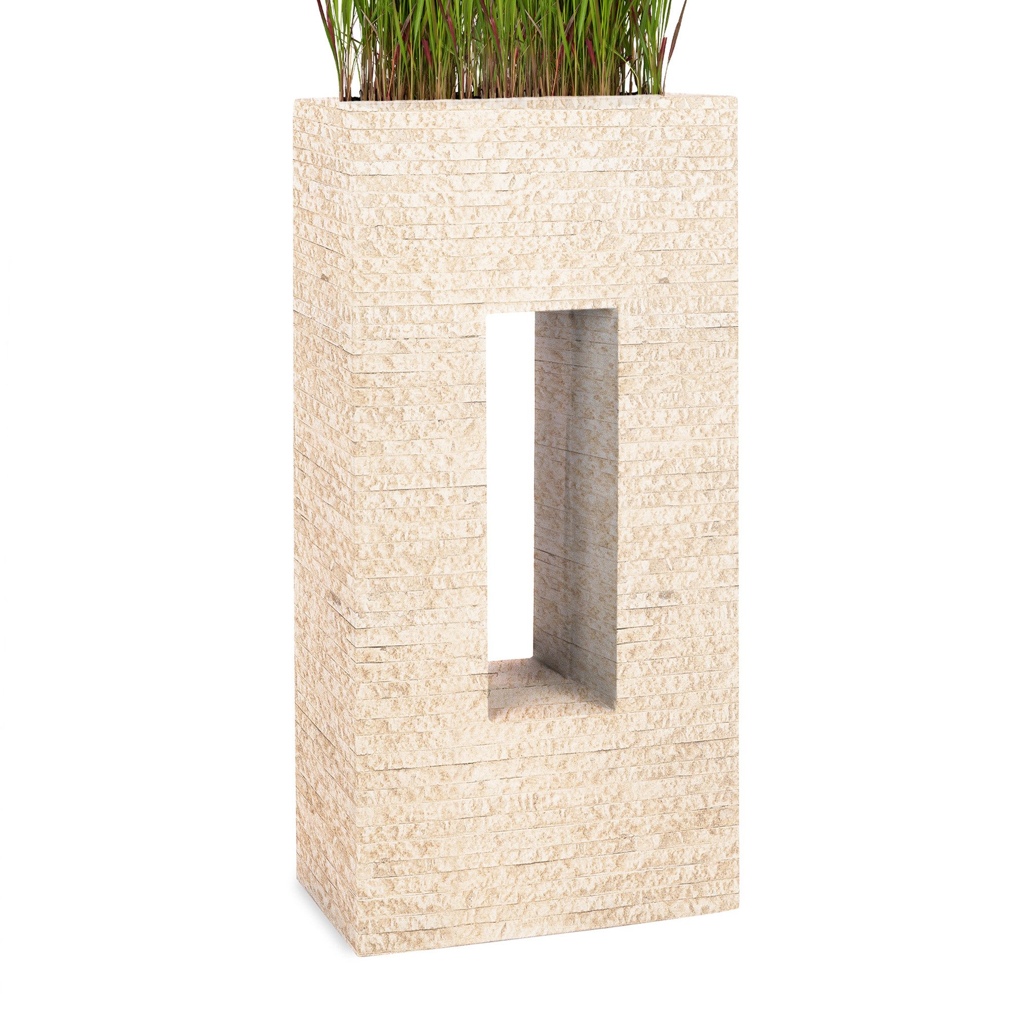 Pflanzwerk® Hochbeet Pflanzkübel VISTA - (Antik Sand) - 92cm x 45cm x 27cm, Fiberglas - Handgefertigt - Rechteckig - Frostbeständig